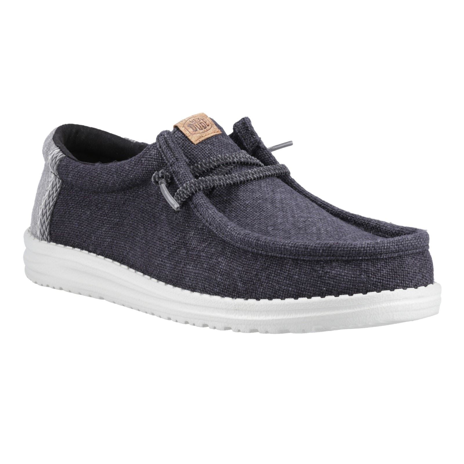 HEYDUDE Wally Jute Jute Herrenschuhe Schwarz/Granitgrau Mokassins