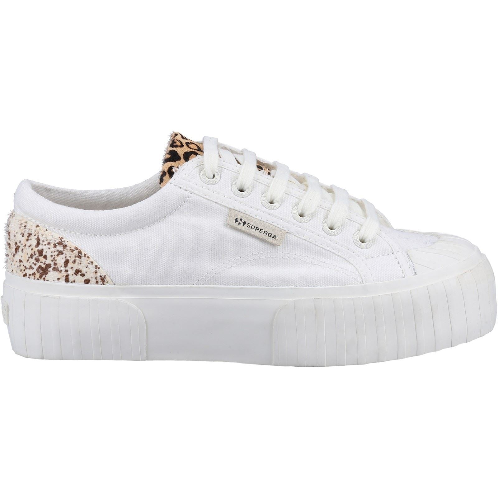 Superga 2631 Calfhair Details Damen Weiße Avorio/Leopard-Print Sneakers