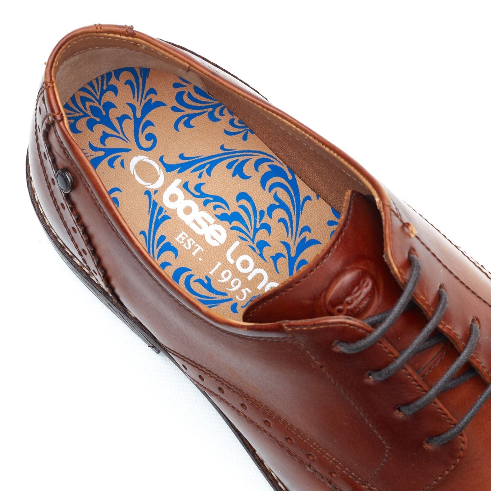 Base London Eton Lace Up Leder Herren Schuhe In Verbranntem Tan Mit Schnürung