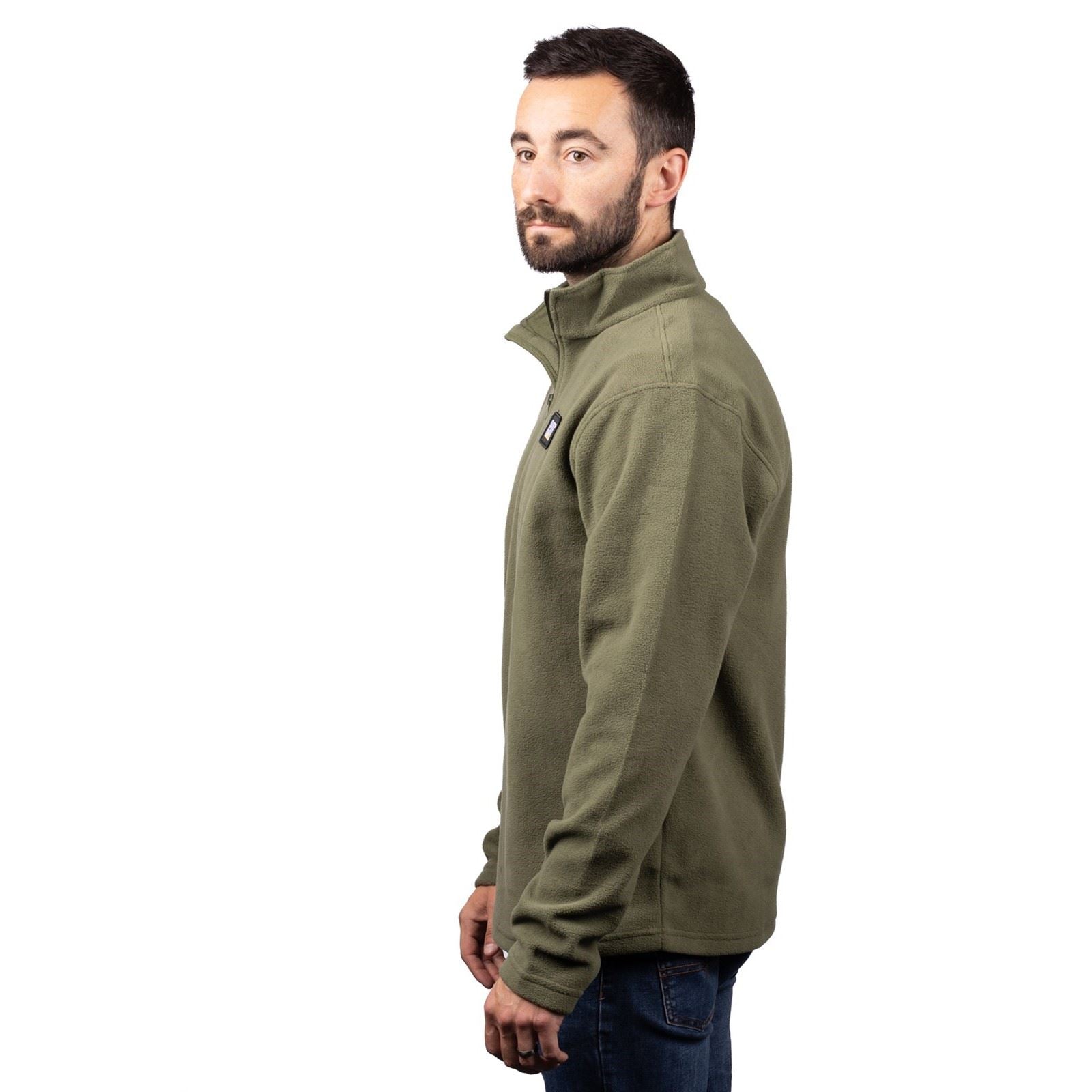 Caterpillar Cat Microfleece Quarter Zip Polyester Herren Grünes Sweatshirt