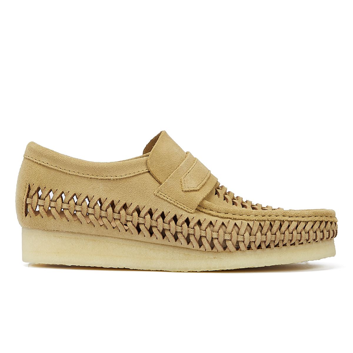 Clarks Originals Wallabee Loafer Weave Suede Herren-Lederslipper Aus Ahorn-Wildleder