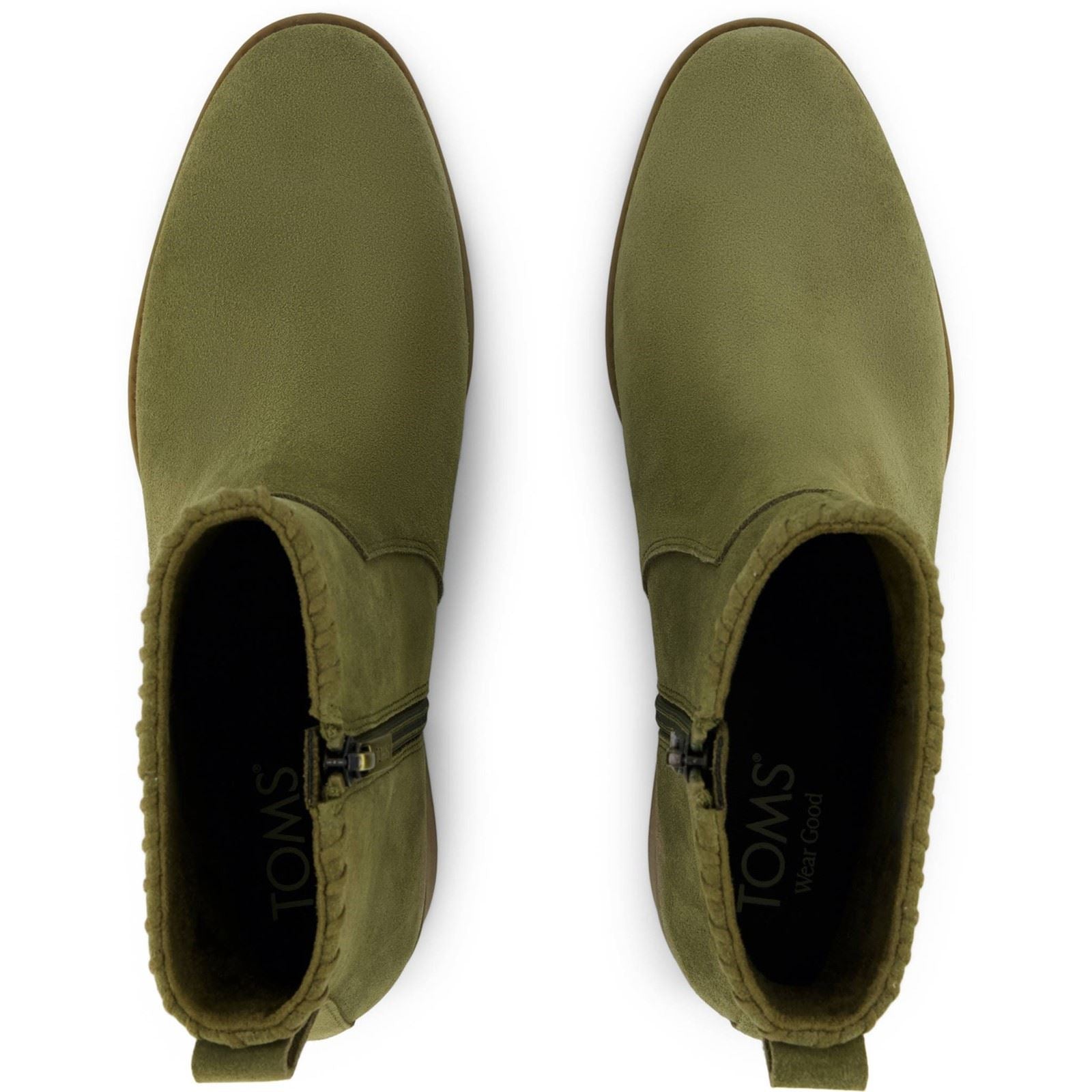 TOMS Delilah Heeled Wildleder Damen Khaki Stiefeletten Mit Absatz