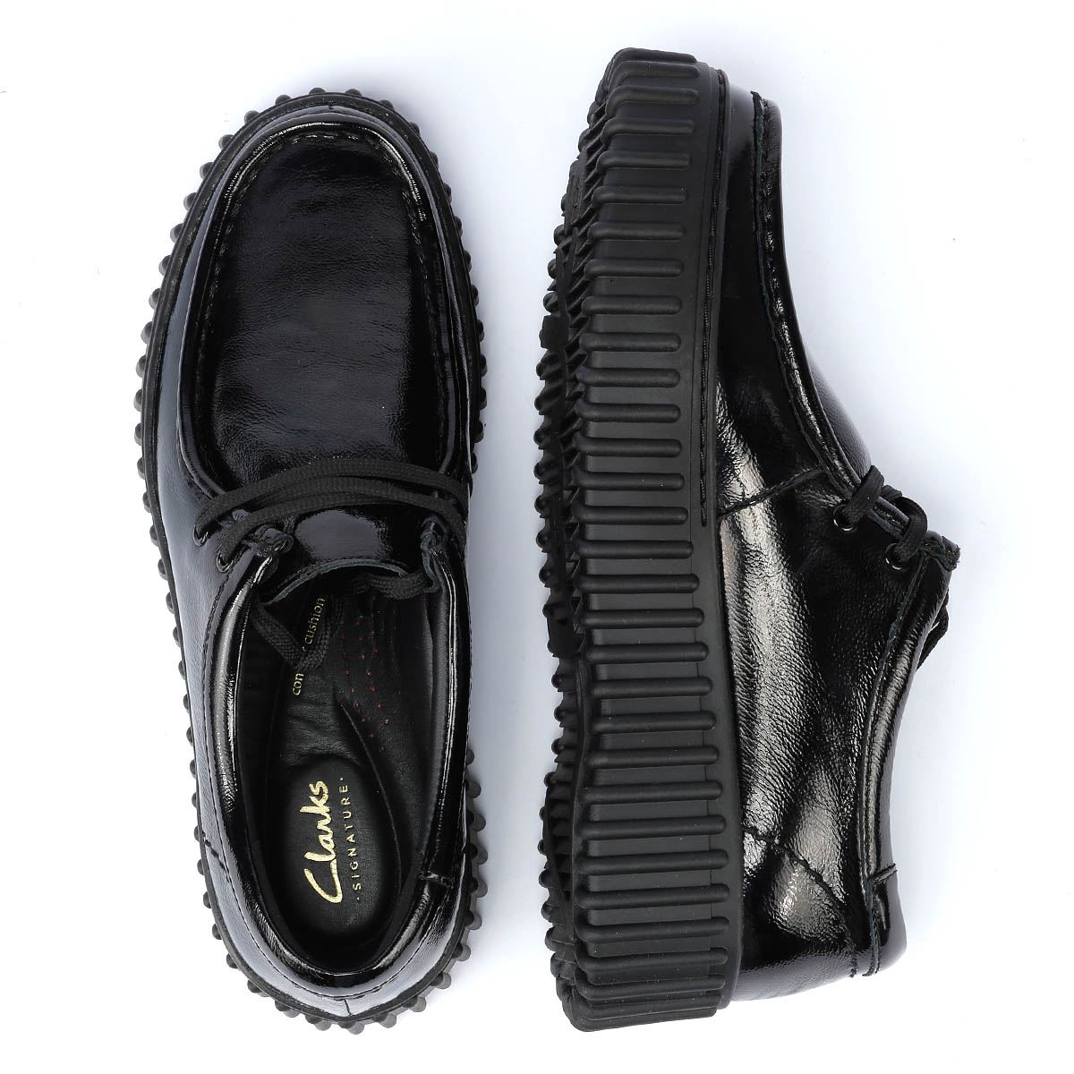 Clarks Main Torhill Bee Lacklederne Schwarze Damenschuhe
