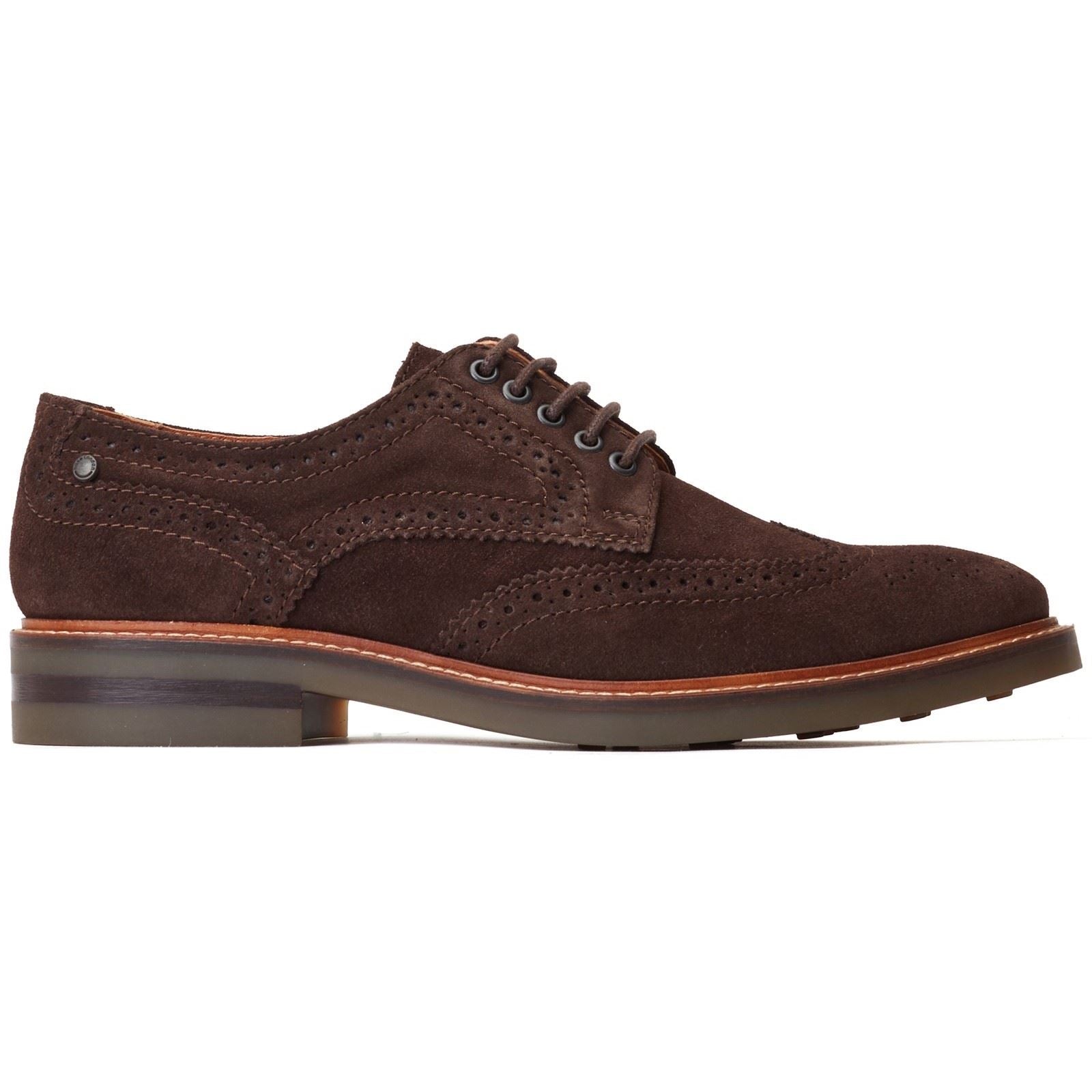 Base London Hatfield Leder Herren Brogues Schuhe In Verbranntem Braun
