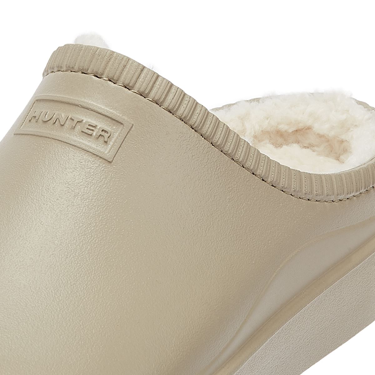 Hunter Bloom Gefütterte Mule Alloy Weiße Clogs