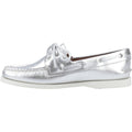 Sperry Authentic 2 Eye Damenbootsschuhe Aus Silbernem Leder