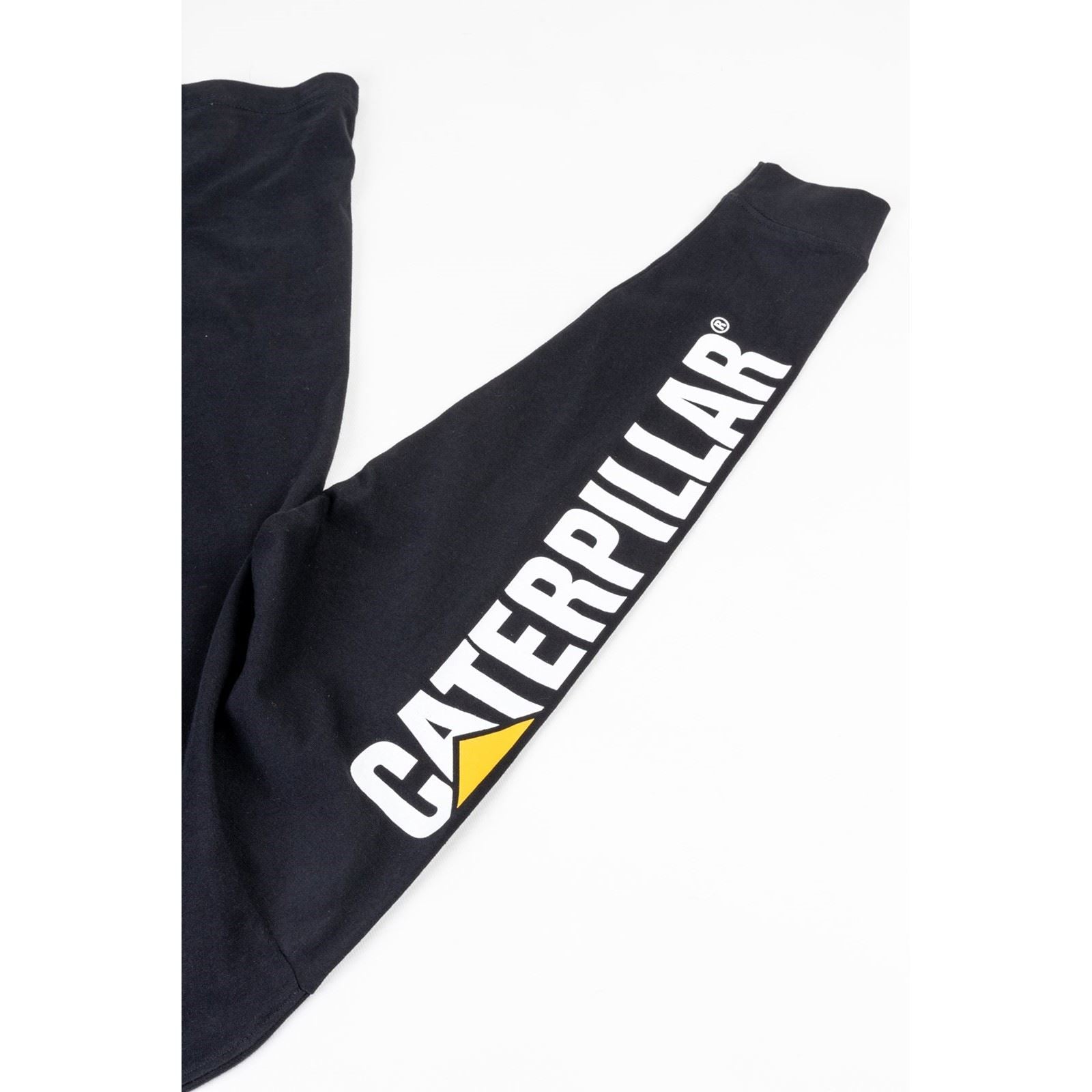 Caterpillar Trademark Banner Long Sleeve Baumwoll Herren Schwarzes T-Shirt