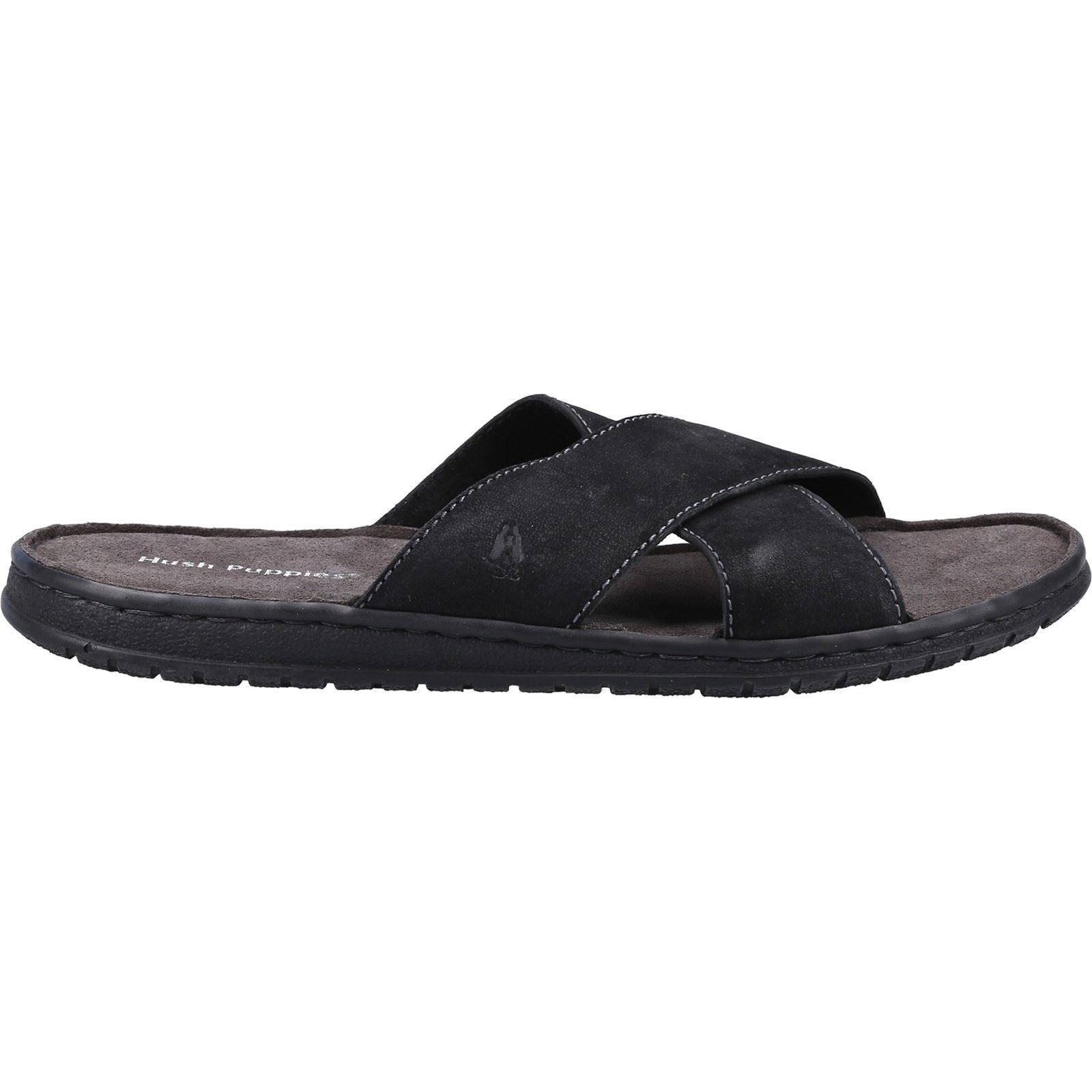 Hush Puppies Nile Cross Over Leder Herren Schwarze Sandalen