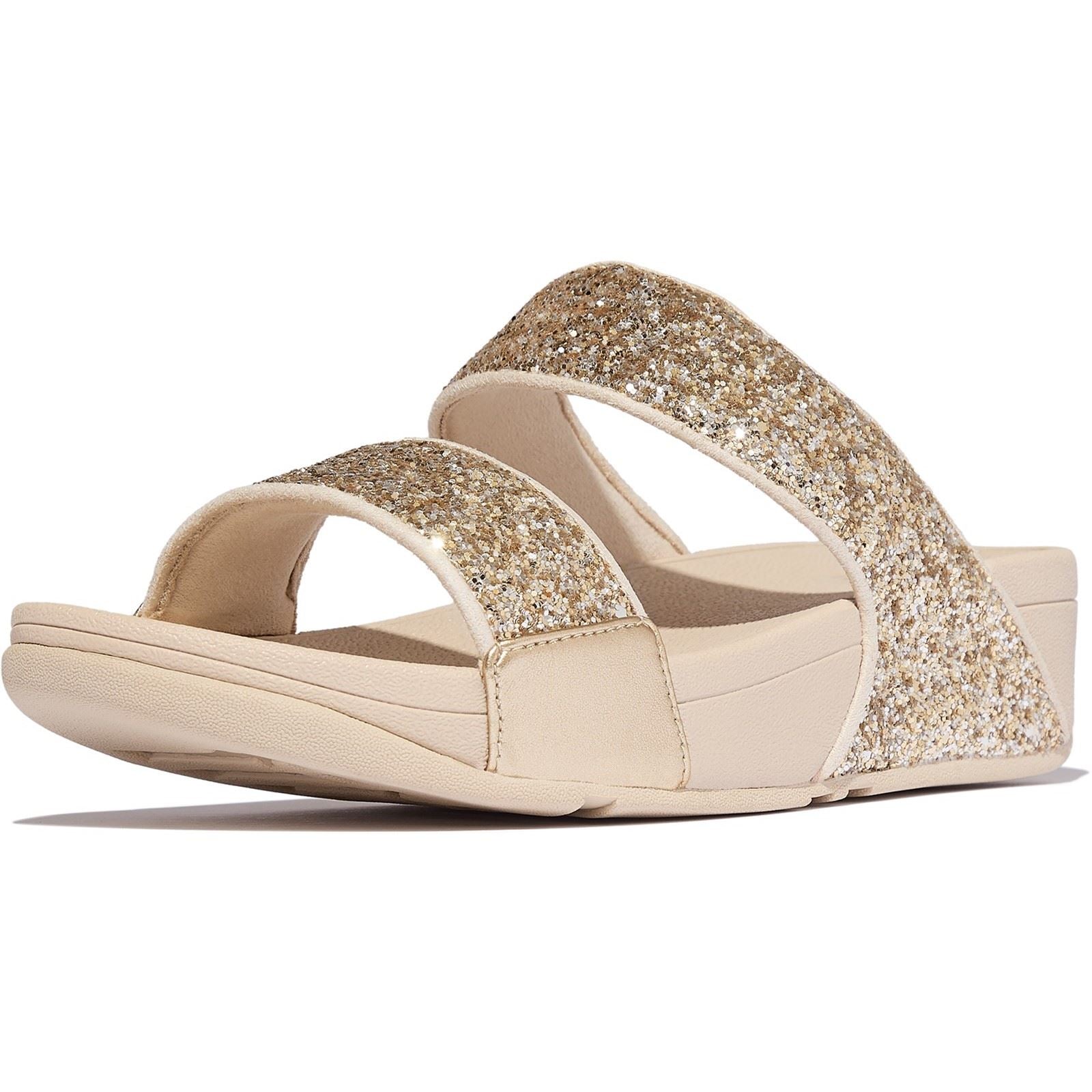 Fitflop Lulu 2 Bar Glitter Polyurethan Damen Platino/Silber Sandalen