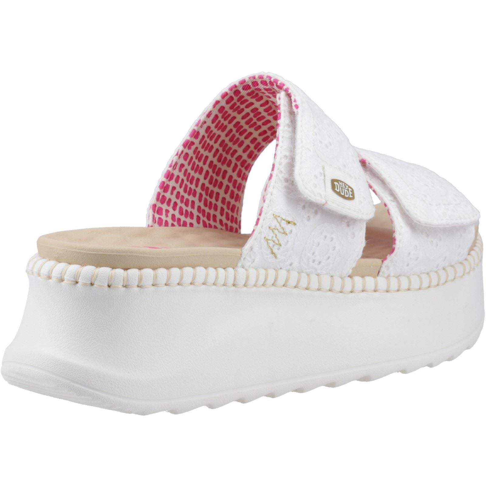 HEYDUDE Delray Slide Eyelet Damen Sandalen Aus Weißer Baumwolle