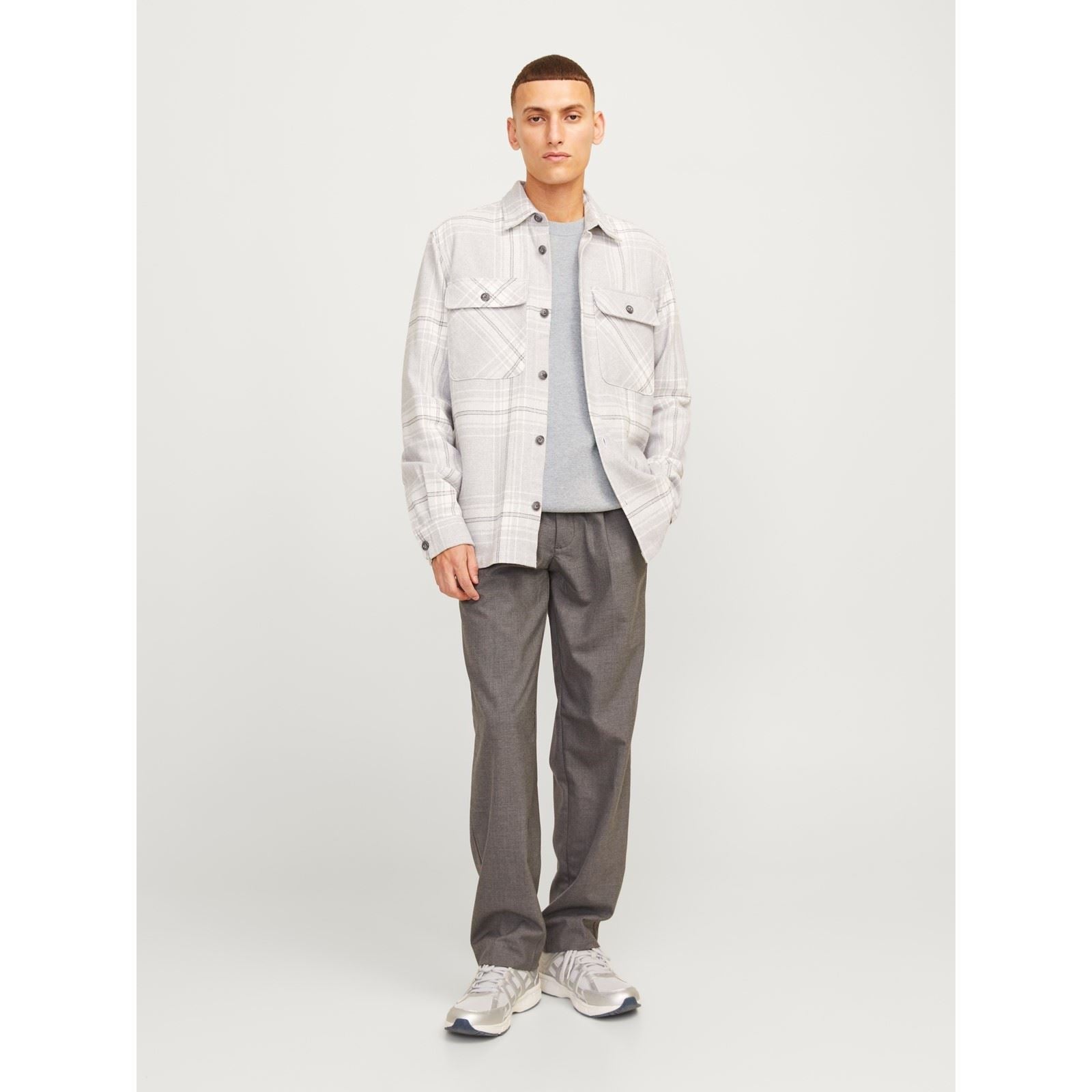 Jack & Jones Milano Stitch Baumwoll Herren Grauer Pullover