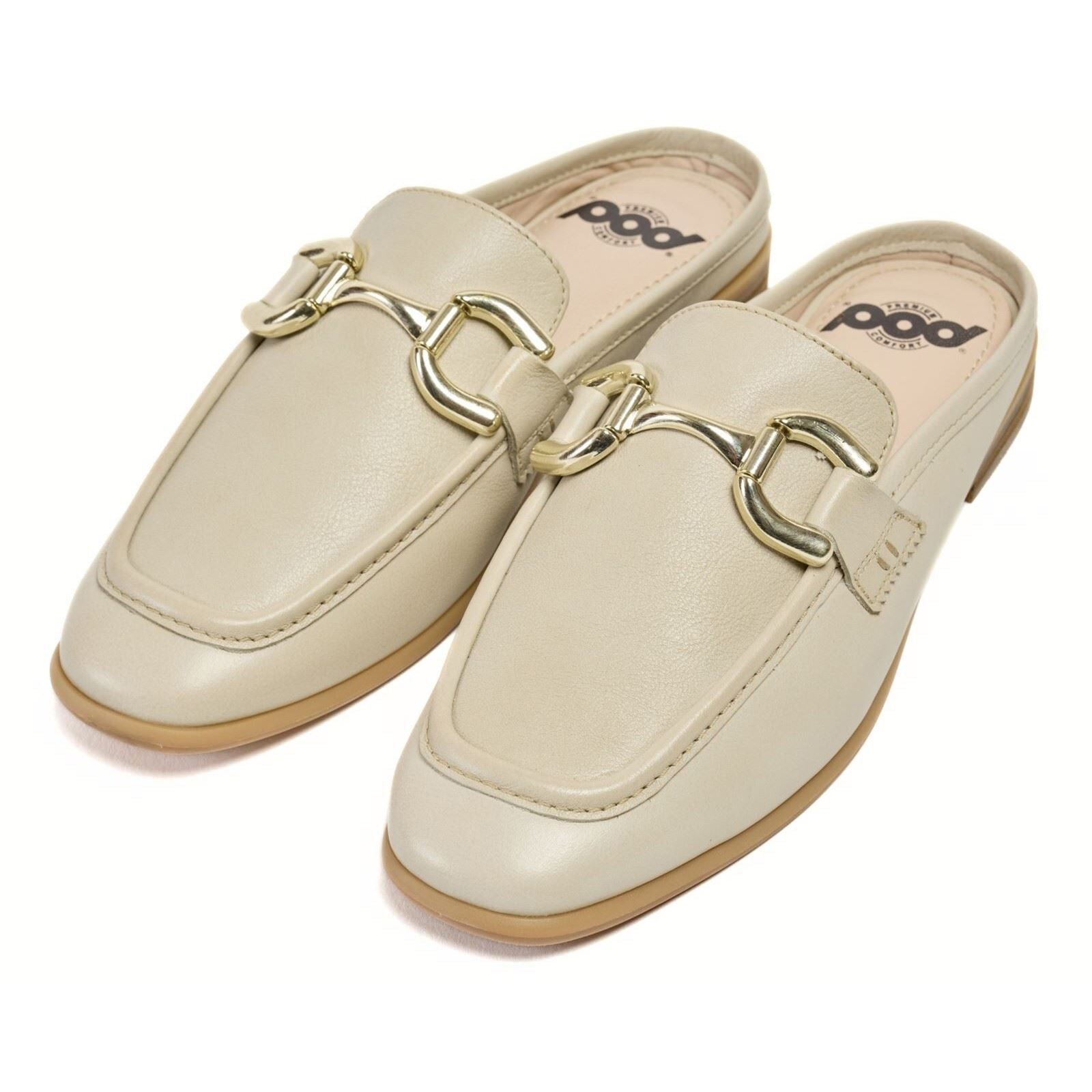 Pod Mila Damen Pantoletten Aus Leder In Taupe