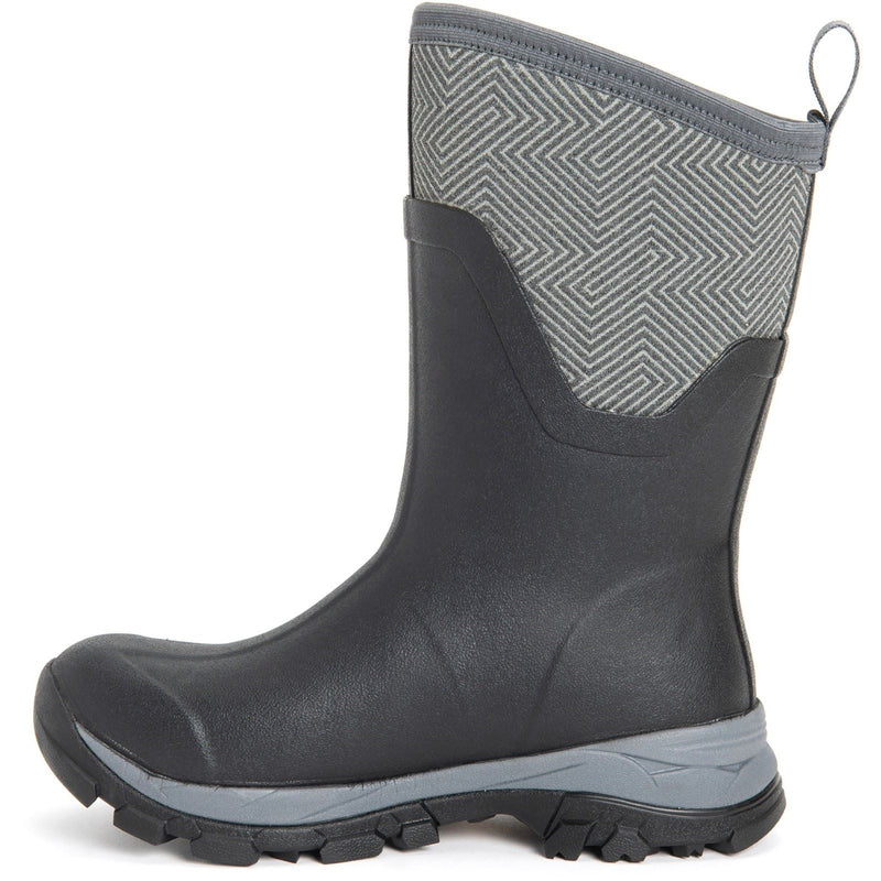 Muck Boots Arctic Ice Mid AGAT Gummistiefel Schwarz/Grau Mit Geometrischem Muster