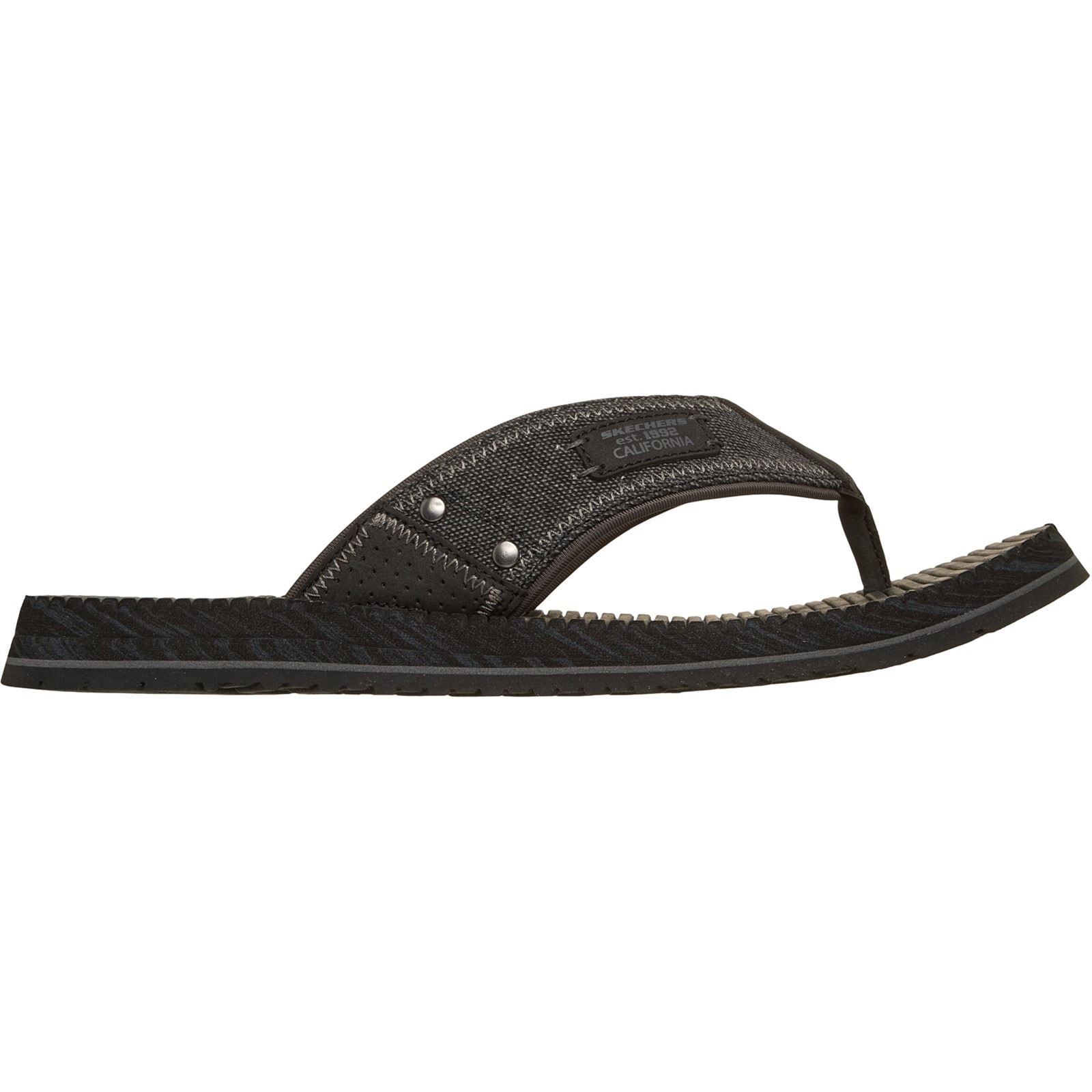 Skechers Quill Textile Herren Schwarze Flip-Flops