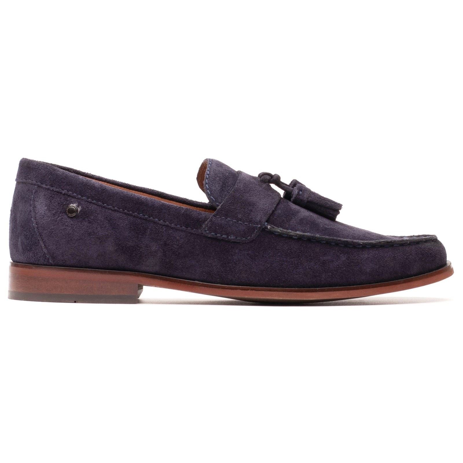 Base London Flint Leder Herren Marineblaue Slipper
