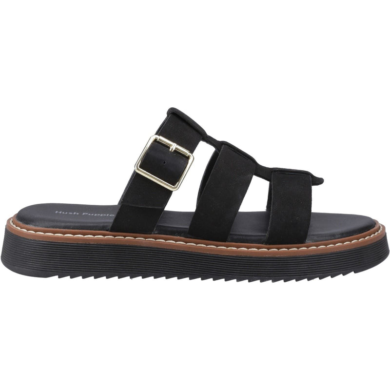 Hush Puppies Celeste Slide Damen Sandalen Aus Schwarzem Leder