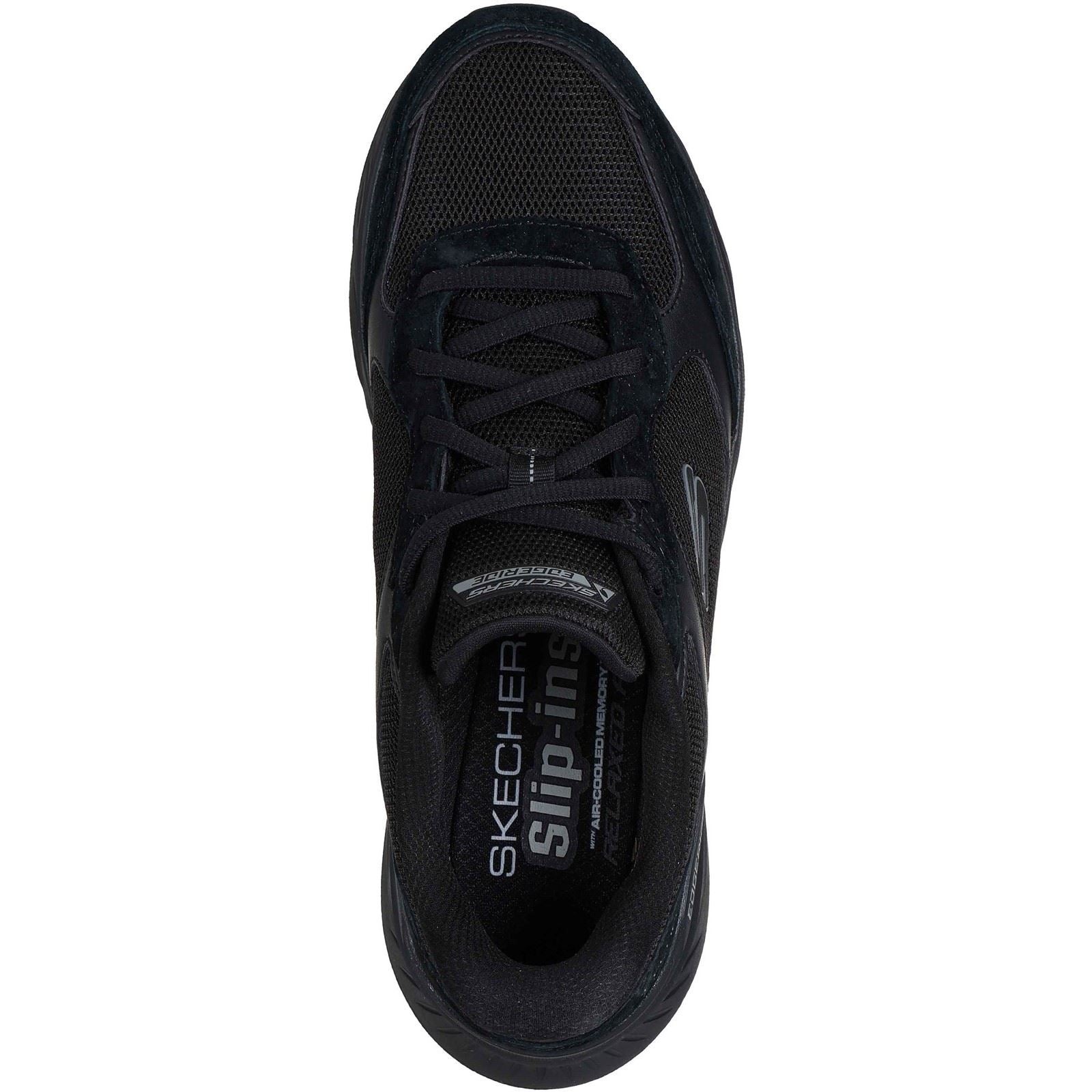 Skechers Edgeride Erlon Leder Herren Schwarze Sneakers