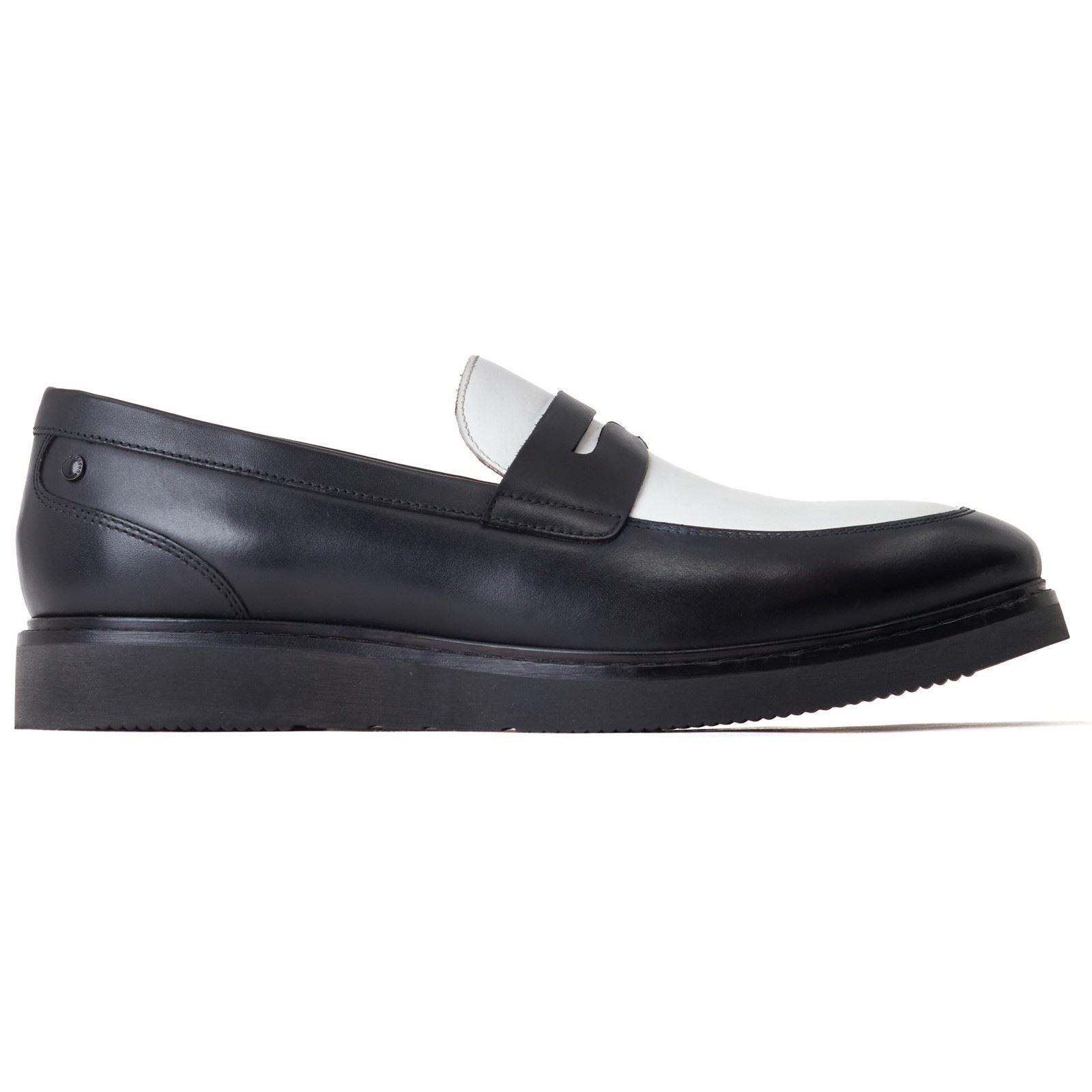 Base London Sid Herren Slipper Aus Schwarz-Weißem Leder