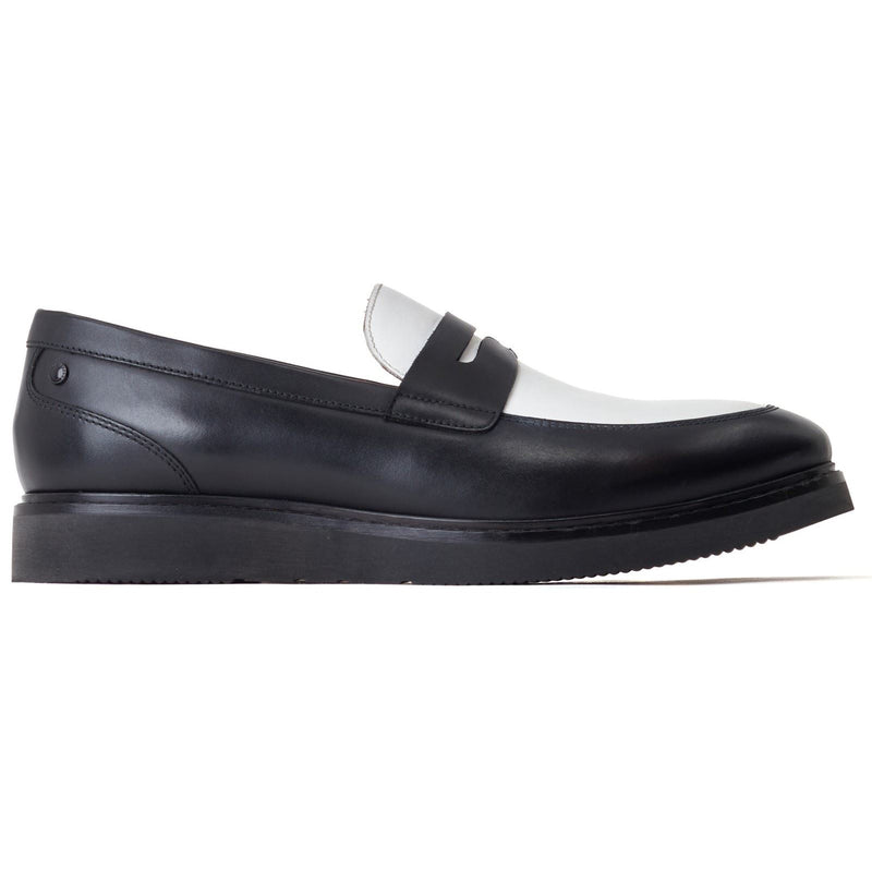 Base London Sid Herren Slipper Aus Schwarz-Weißem Leder