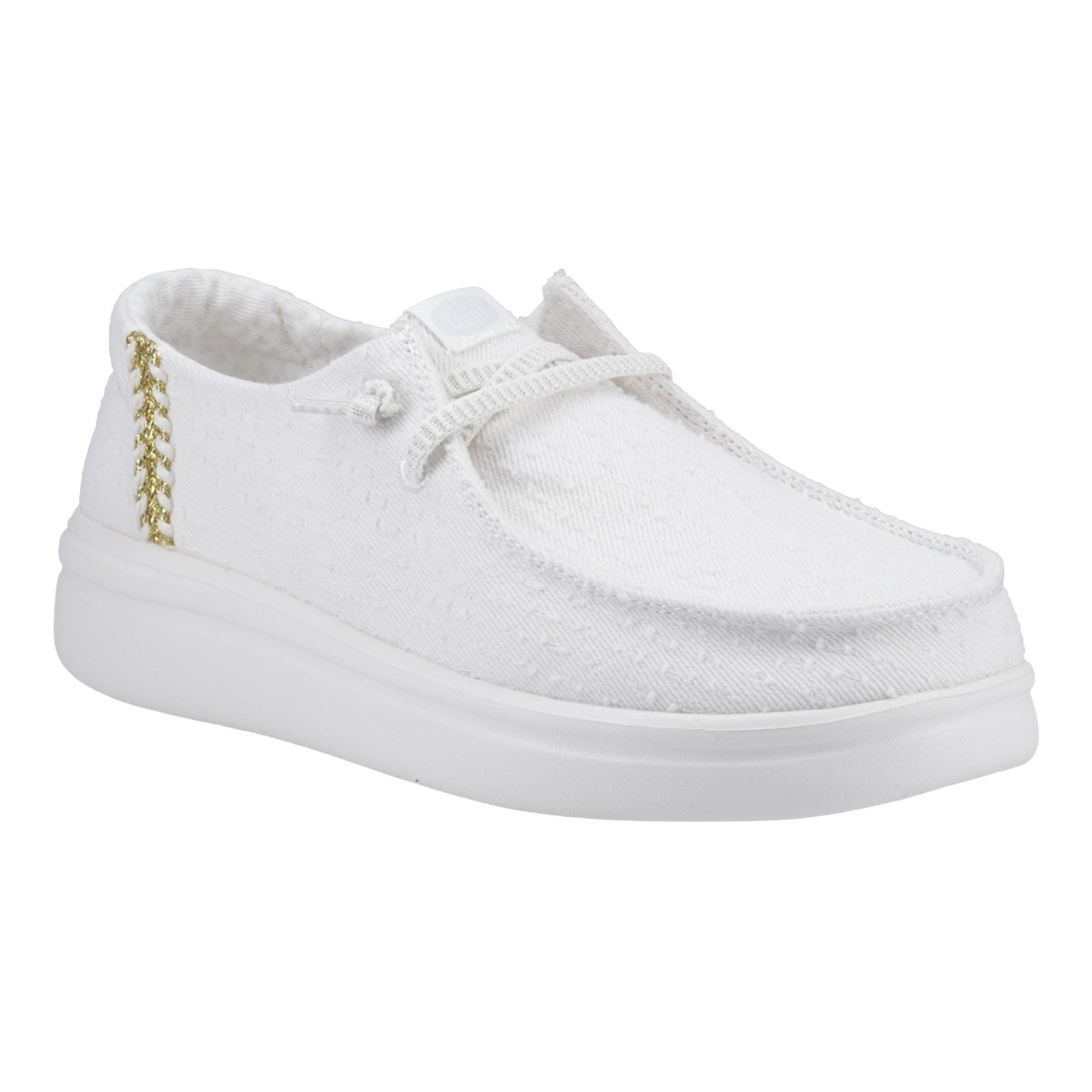 HEYDUDE Wendy Rise Perf Canvas Polyester Mischgewebe Damen Weiße Mokassin Schuhe