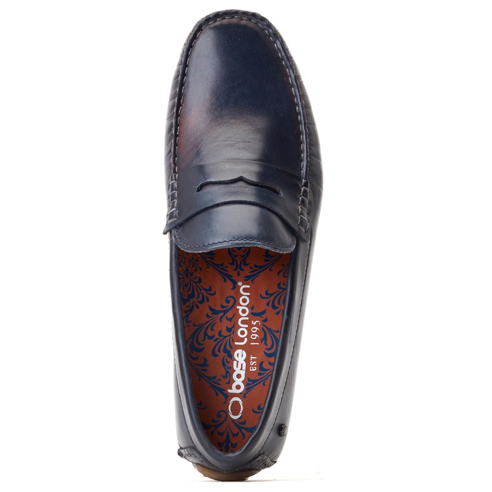 Base London Collins Leder Herren Marineblaue Loafer