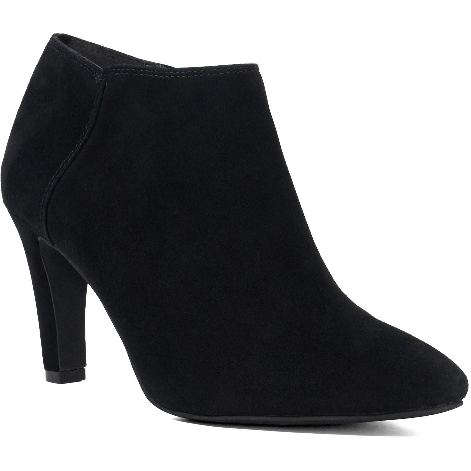 Dune Omarah Wide Fit Wildleder Damen Schwarze Absatz Stiefeletten