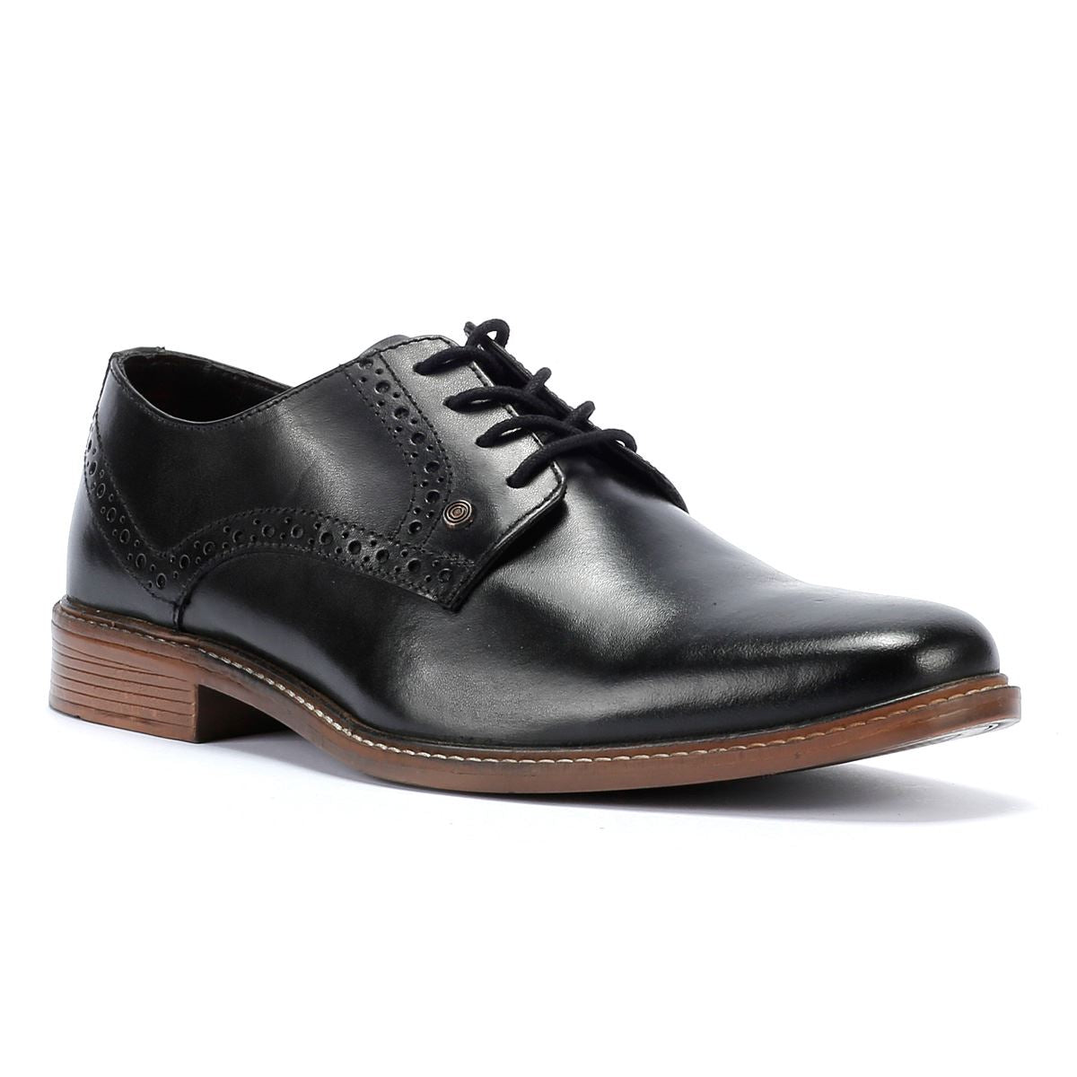 Lambretta Harvey Derby Herren Schwarze Lederschuhe Zum Schnüren