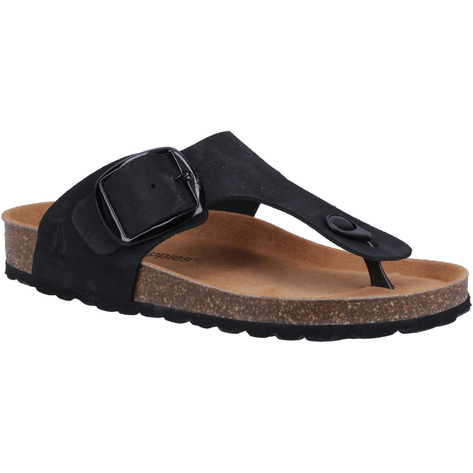 Hush Puppies Billie Damen Sandalen Aus Schwarzem Wildleder