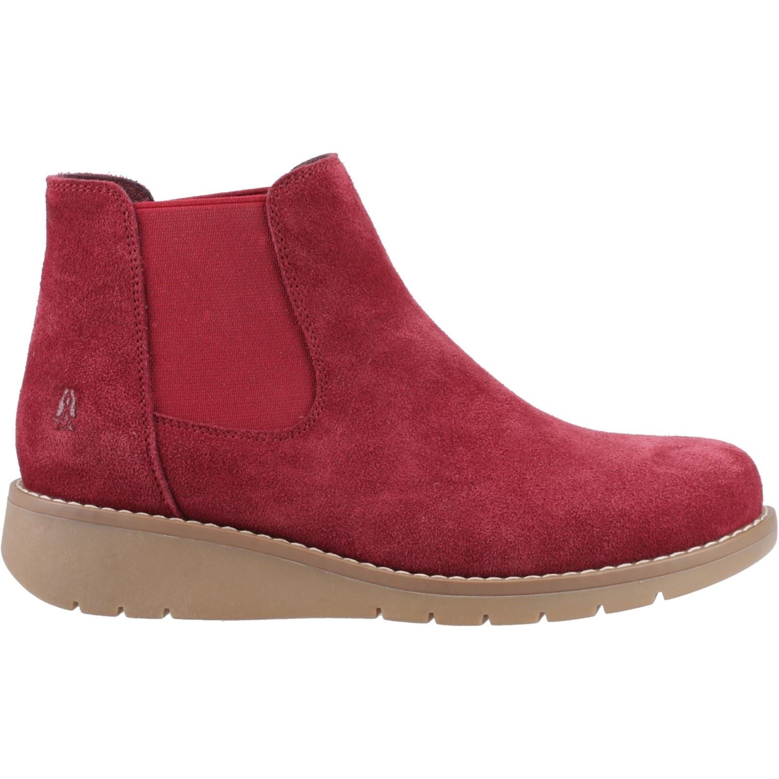 Hush Puppies Leonie Damen Chelsea Stiefeletten in Burgunderrot aus Wildleder