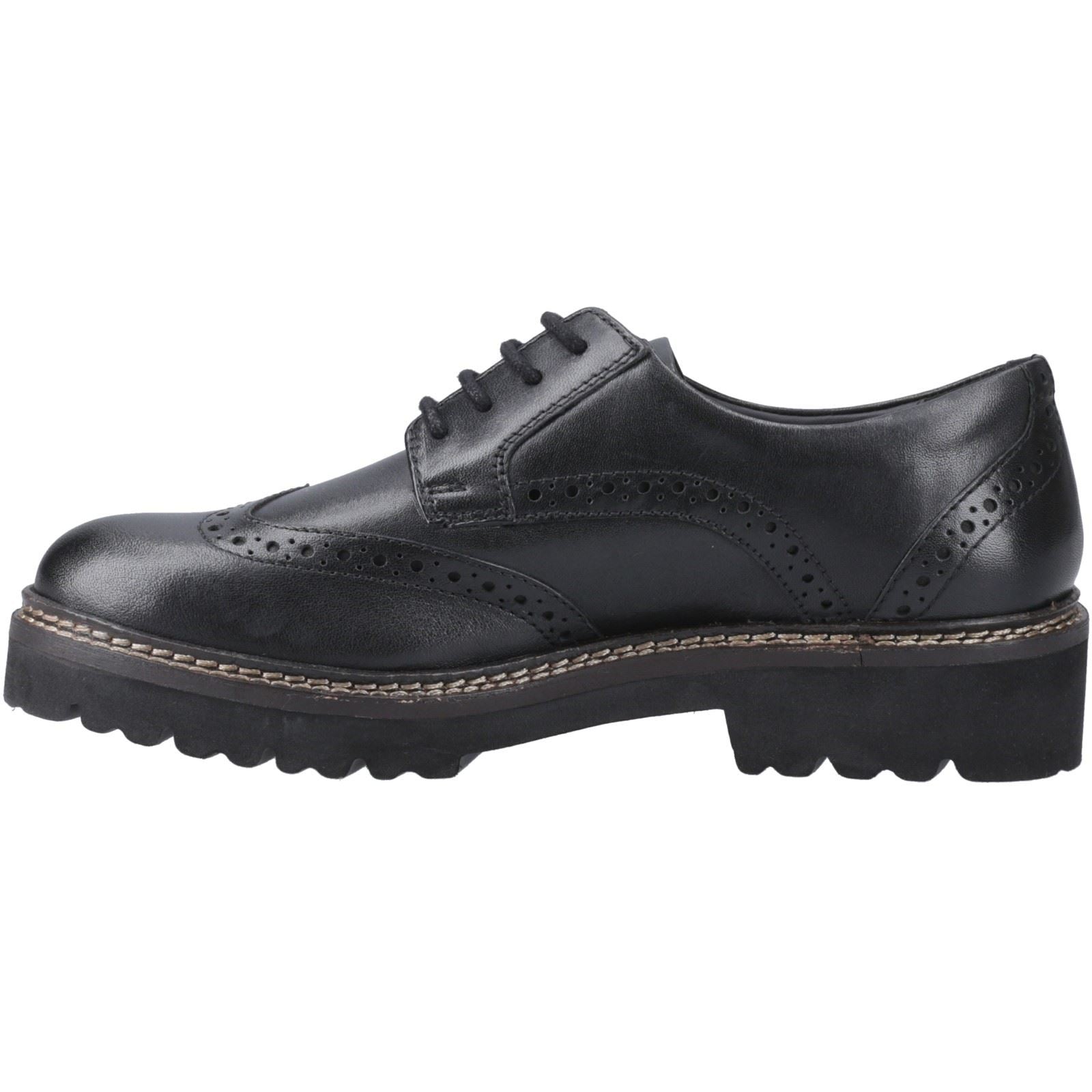 Pod Kortney Leder Damen Schwarze Brogues Schuhe
