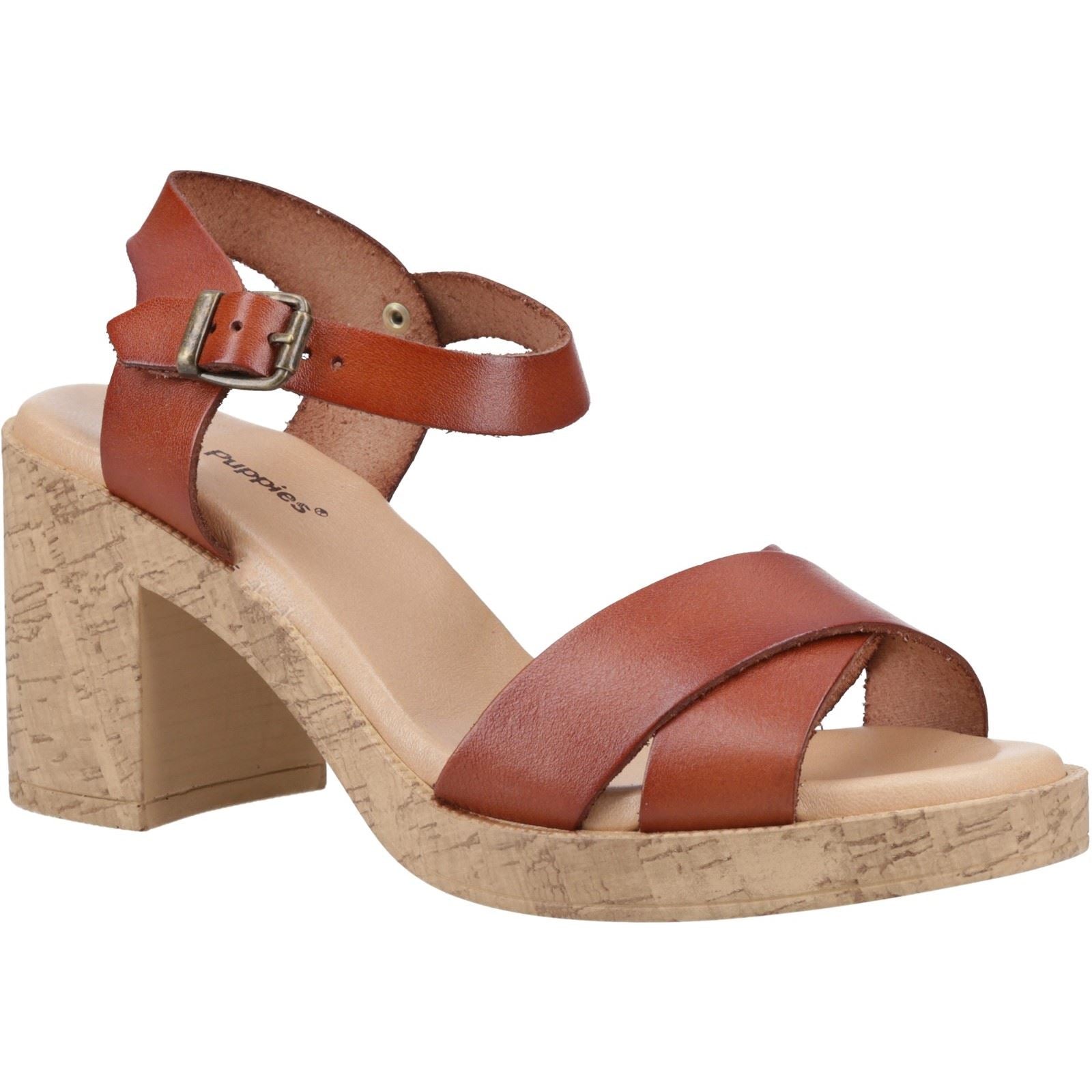 Hush Puppies Georgia Cork Damen Sandalen Aus Leder In Tan