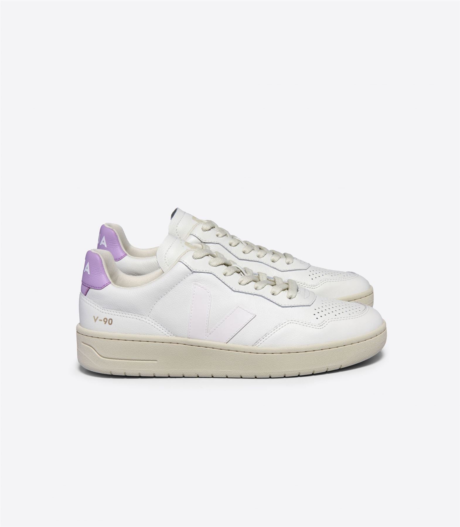 Veja V-90 Leder Damen Weiße Sneakers