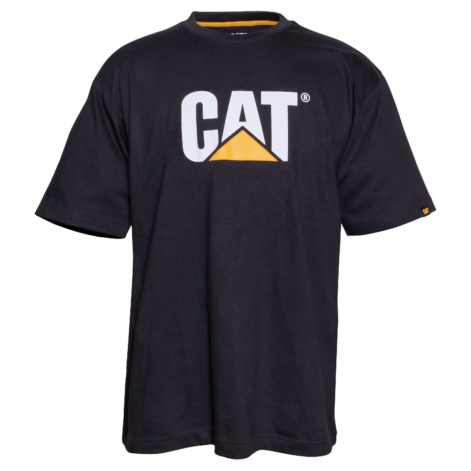 Caterpillar Trademark Logo Baumwoll Männer Schwarze Farbe Kurzarm-T-Shirts