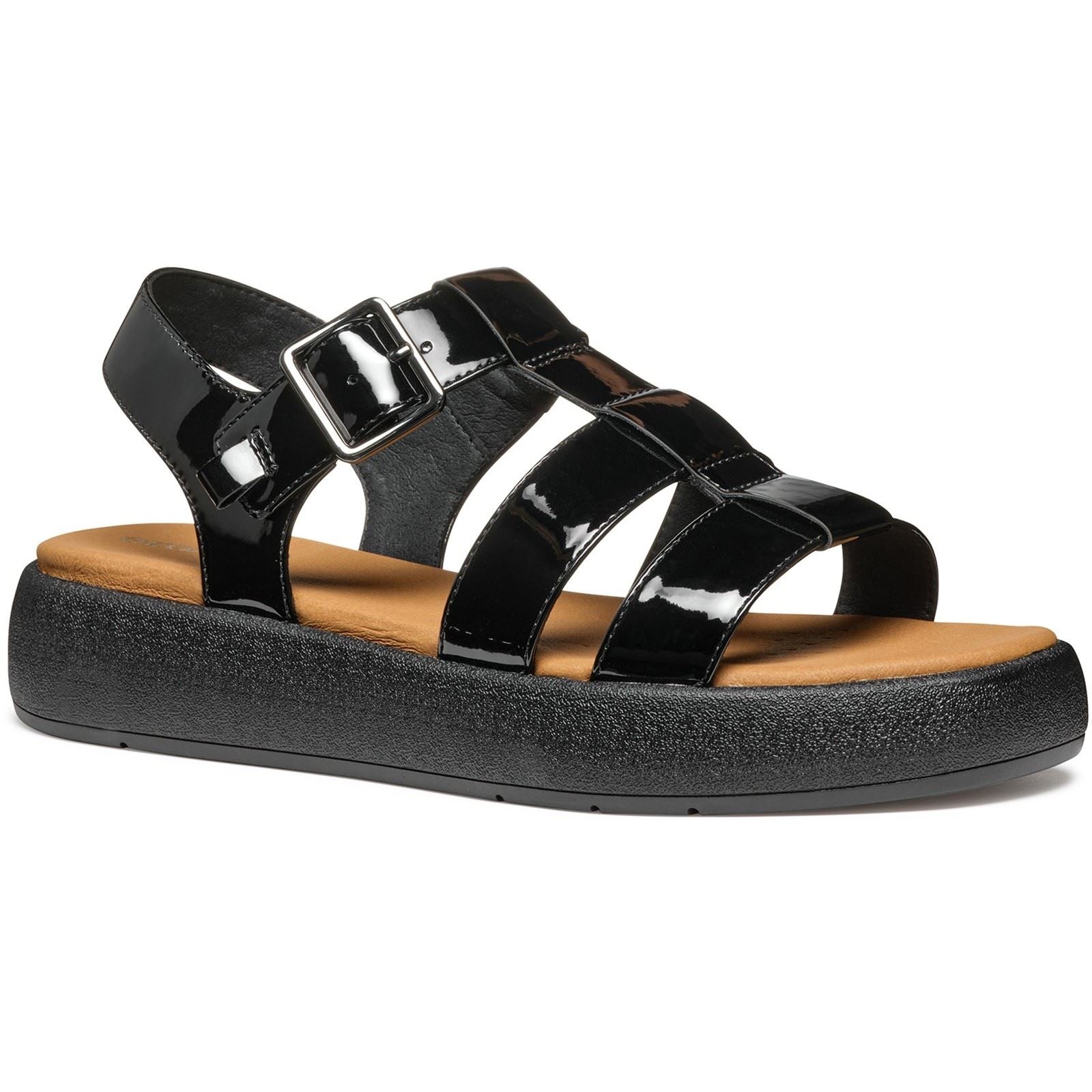 Geox D CAMALEI Synthetische Polyurethan Damen Schwarze Farbe Sandalen