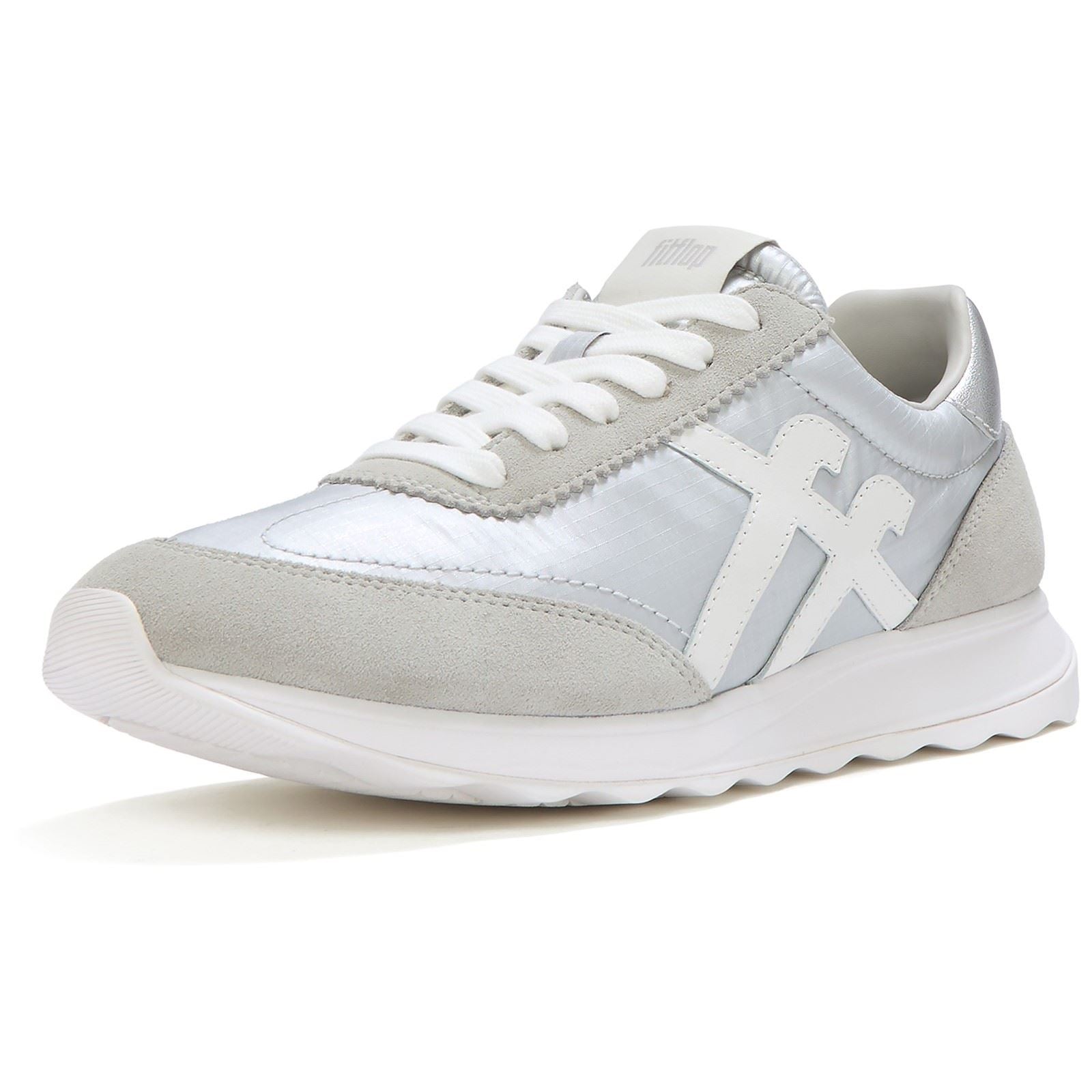 Fitflop Retro-Q FF Nylon Damen Silber/Städtisches Weiß Sneakers
