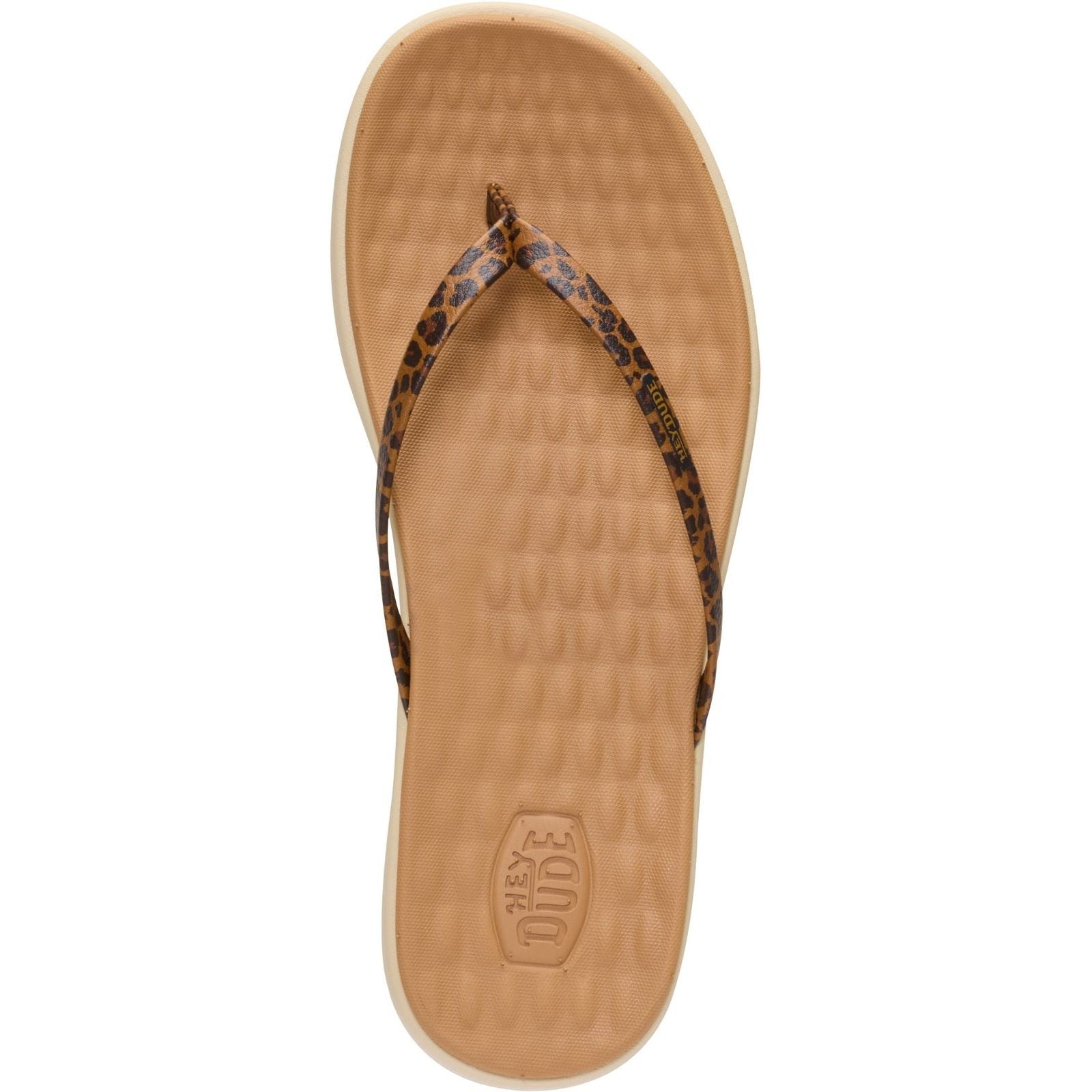 HEYDUDE Maui Breeze Polyurethan Damen Tan Leopard Flip-Flops