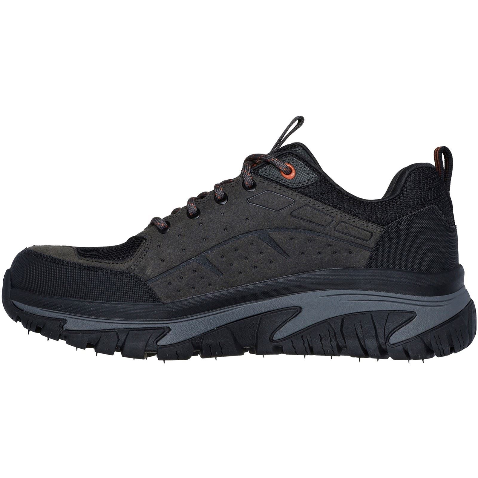 Skechers Arch Fit Road Walker Vernal Herren Wanderschuhe In Wildleder, Holzkohle/Schwarz