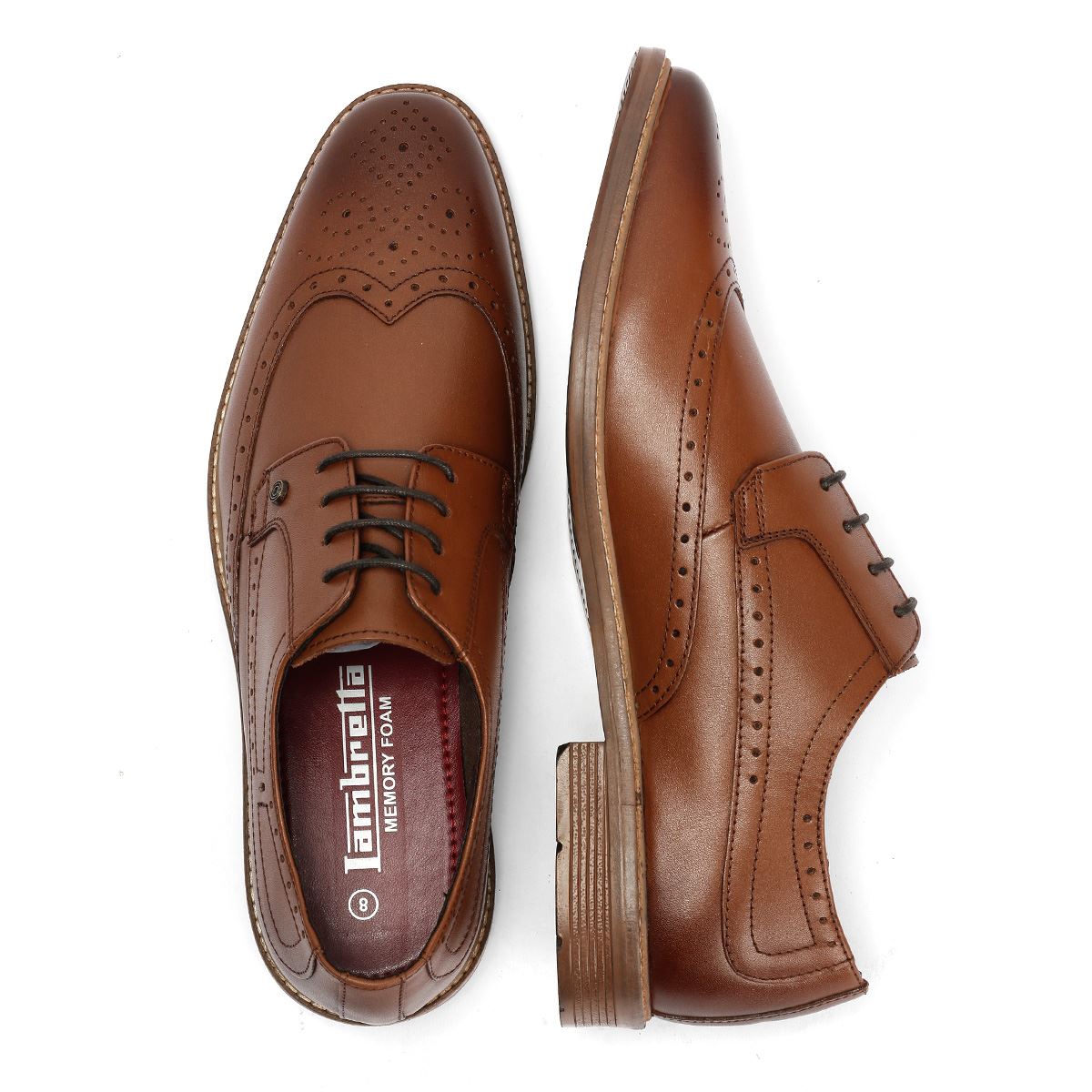Lambretta Stockton Herren Leder Braune Schnürschuhe