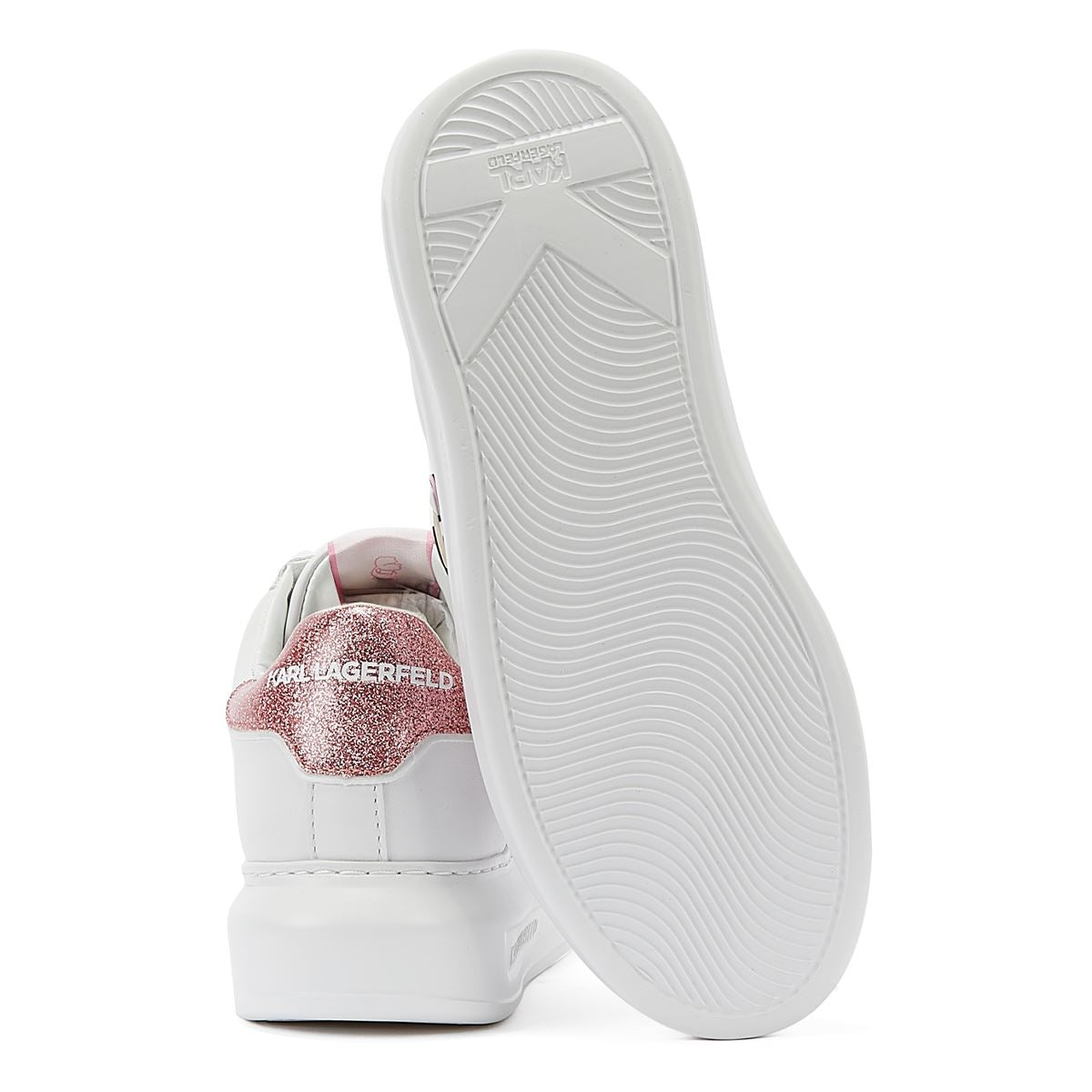 Karl Lagerfeld Kapri NFT Lo Lace Damenschuhe in Weiß/Pink.