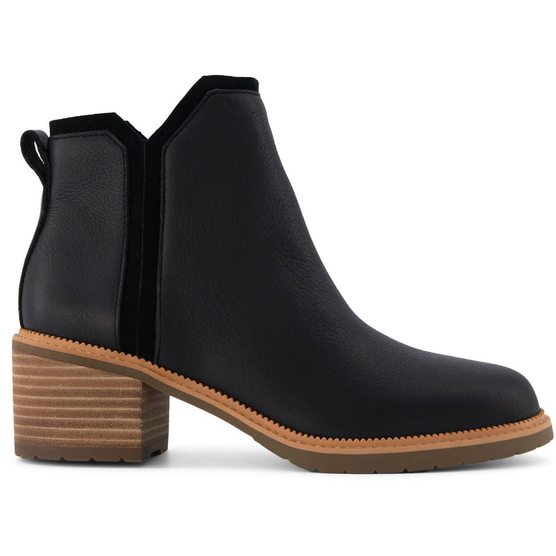 TOMS Hailey Damen Stiefeletten aus schwarzem Leder mit Absatz