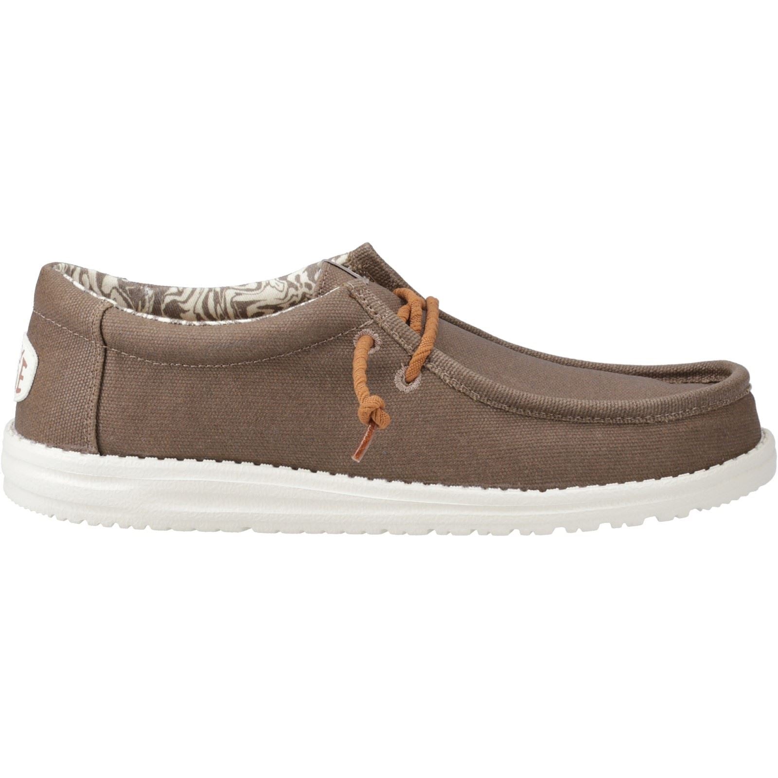 HEYDUDE Wally Waxed Stoff Herren Walnuss Bootsschuhe