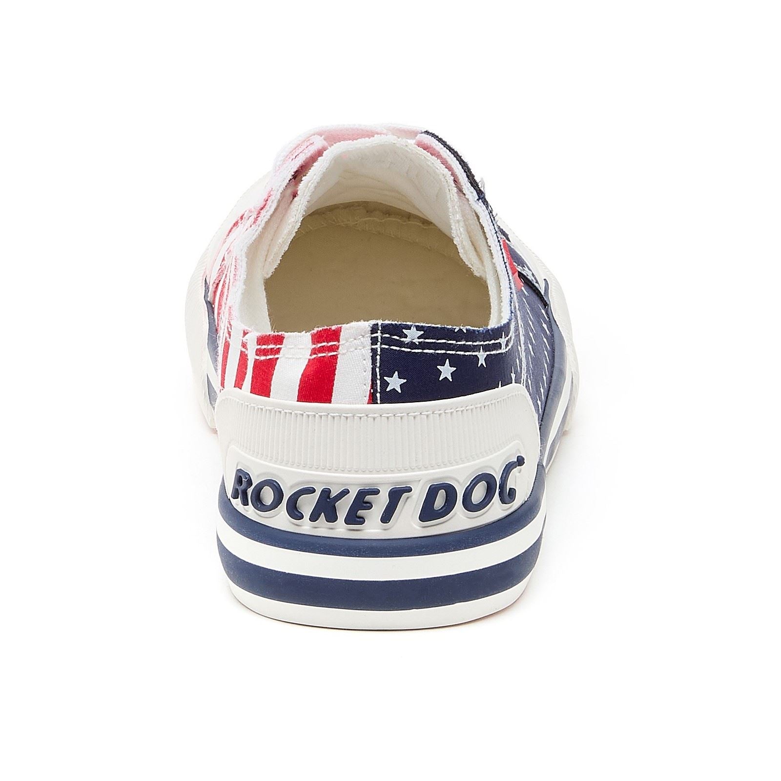 Rocket Dog Jazzin Spangle Damen Sneaker Aus Rot/Blauem Baumwollstoff