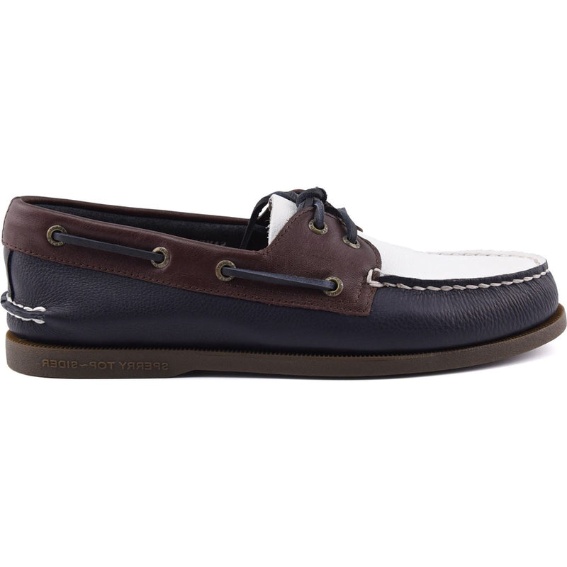 Sperry Authentic Original 2 Eye Herren Bootsschuhe Aus Leder In Marineblau/Weiß/Braun