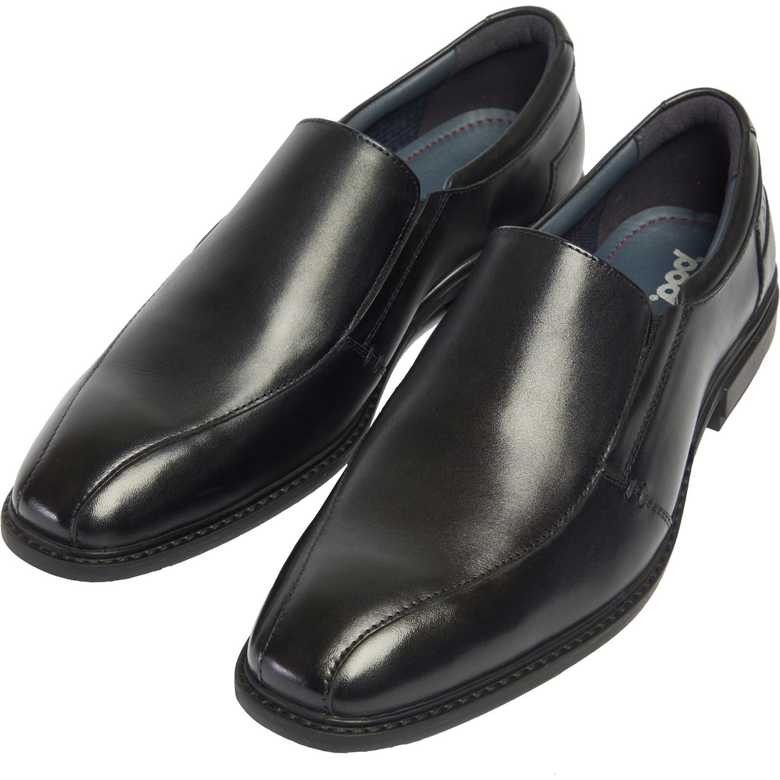 Pod Spear Leder Herren Schwarz Slipper Schuhe