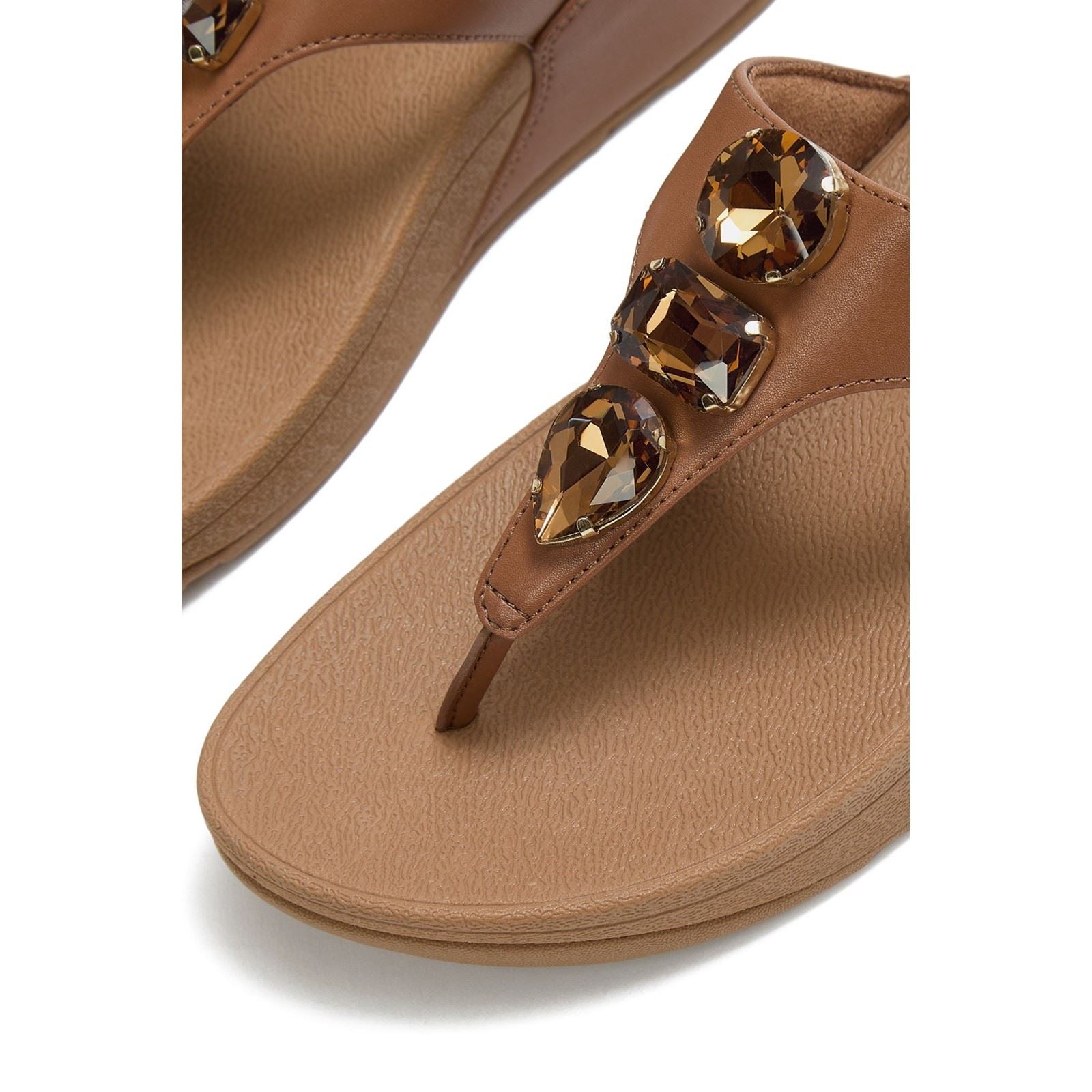 Fitflop Lulu Ultra-Jewel Toe-Post Polyurethan Damen Tiefe Bräunung Sandalen