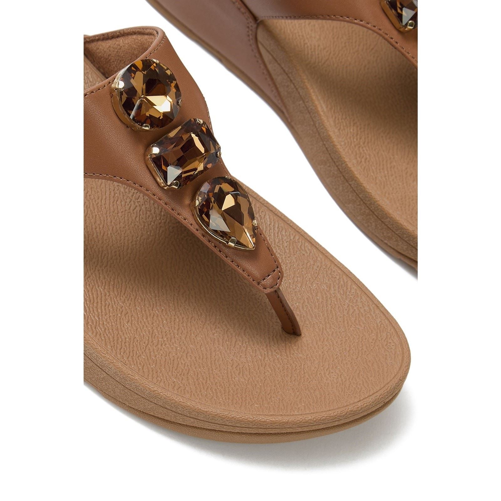 Fitflop Lulu Ultra-Jewel Toe-Post Polyurethan Damen Tiefe Bräunung Sandalen