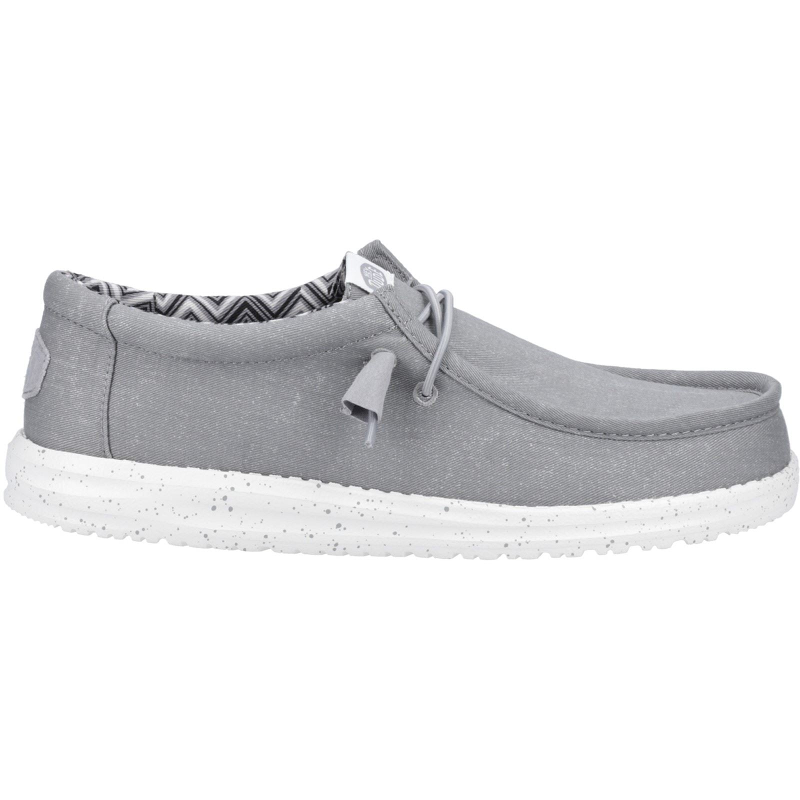HEYDUDE Wally Canvas 100% Baumwolle Herren Bootsschuhe In Hellgrau