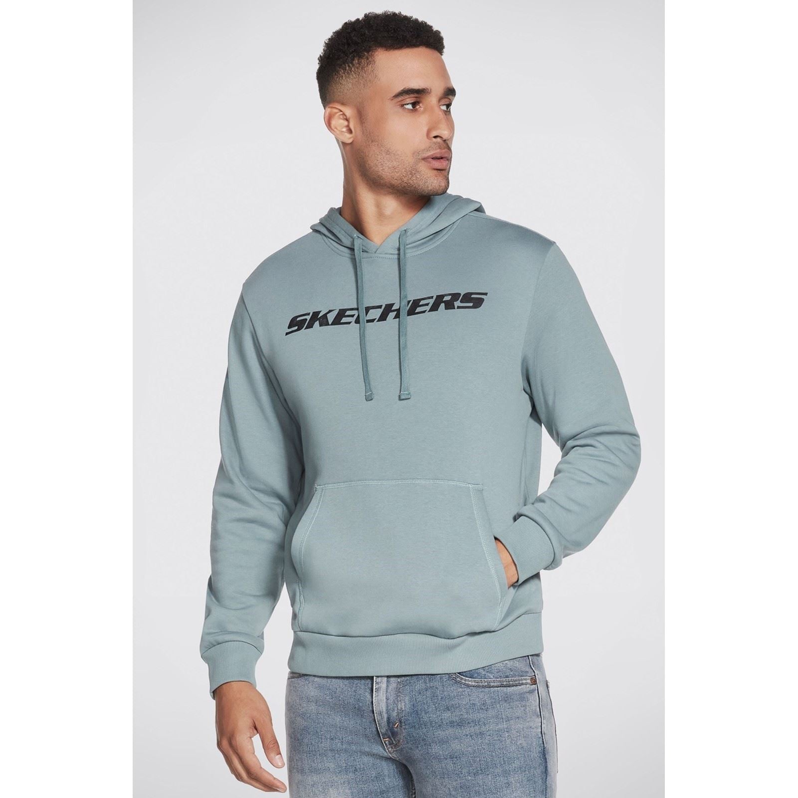Skechers Performance Heritage Baumwoll Herrenblauer Kapuzensweatshirt
