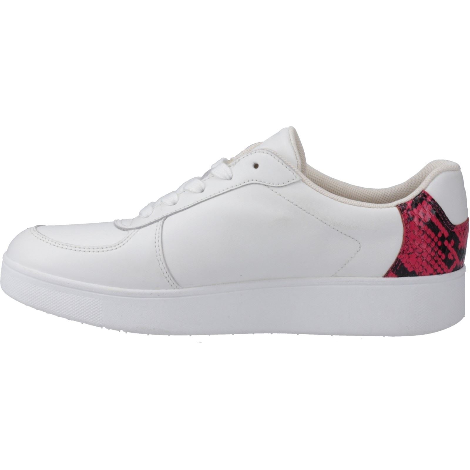 Fitflop Rally Snakeprint Backtab Leder Damen Urban Weiß/Wilde Himbeere Sneakers