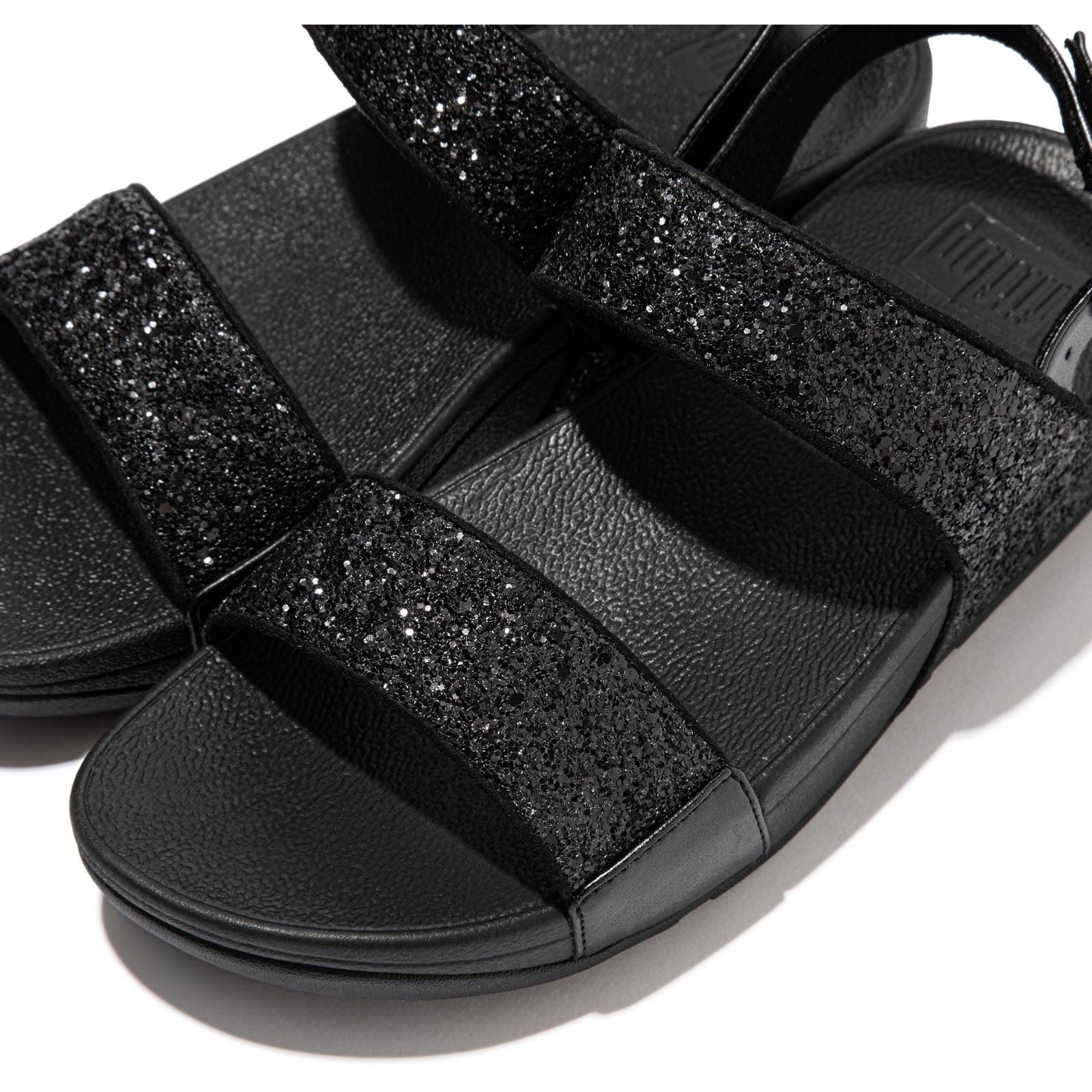 Fitflop Lulu Glitter Polyurethan Damen Schwarze Farbe Glitzer Sandalen